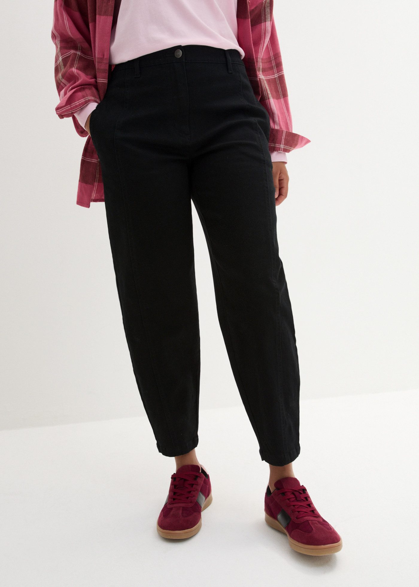 bonprix Webhose mit hohem Bund, Loose Fit, aus Baumwolle und Elasthan, im Casual-Stil