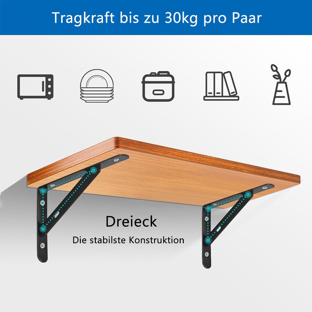 TUWENA Wandregalhalter 8 Stück Regalwinkel Schwerlast, Metall Regalhalterung für Wandmontage