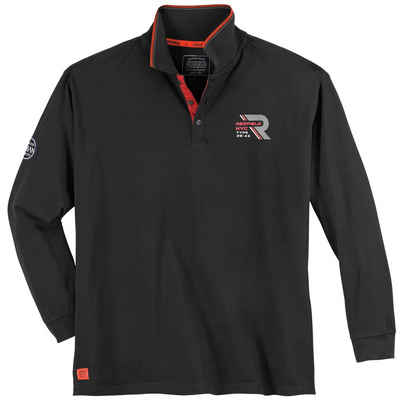 redfield Langarm-Poloshirt Große Größen Herren Langarm-Poloshirt schwarz sportiv Redfield