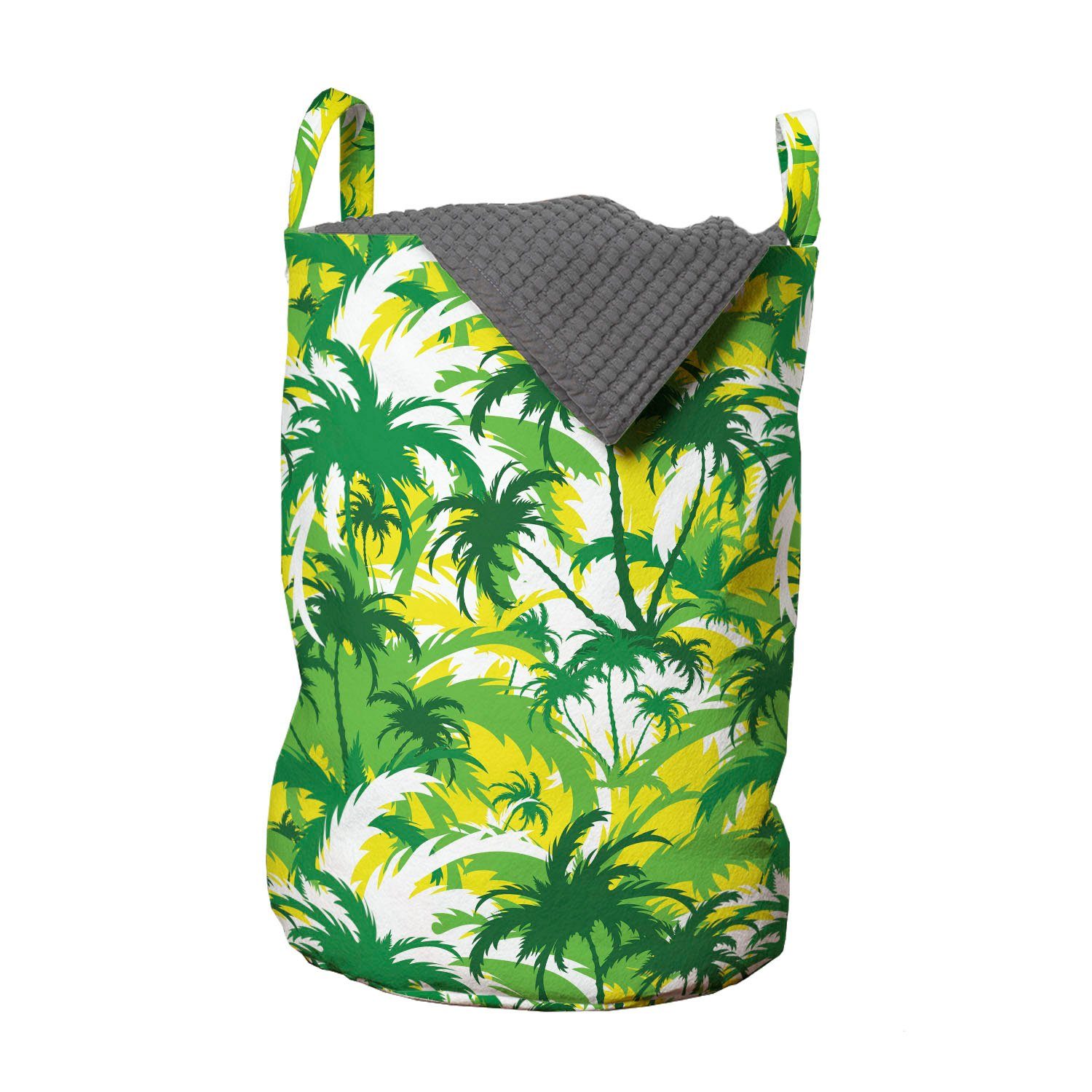 Abakuhaus Wäschesäckchen Wäschekorb mit Griffen Kordelzugverschluss für Waschsalons, Exotisch Hawaii-Palme-Entwurf