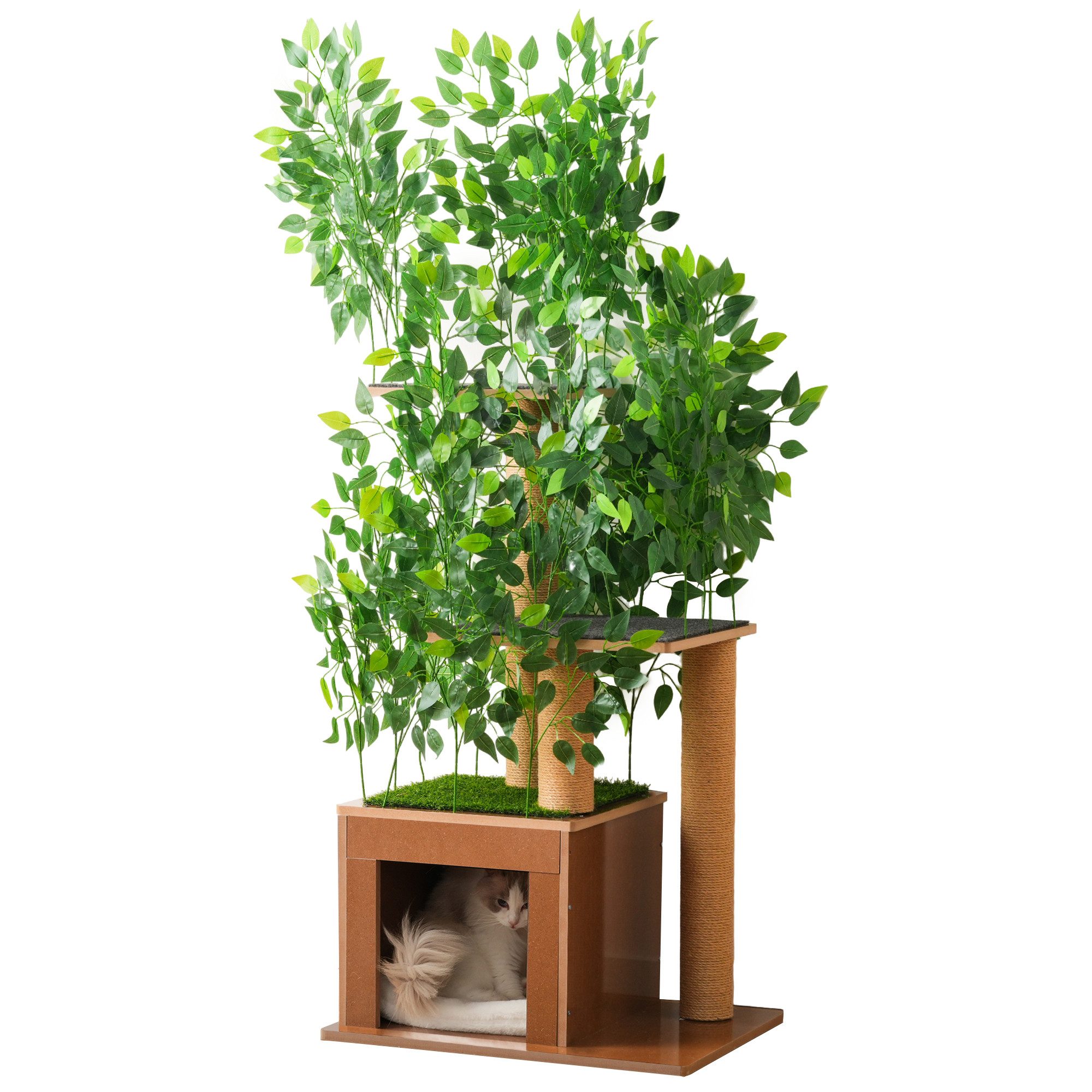 Kratzbaum in Baumform 158/190 cm mit Plattformen und Katzenhöhlen Kratztonne