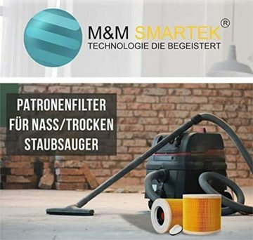 M&M Smartek Patronenfilter für Kärcher Nass-/Trockensauger WD, MV 6.414-552.0, für MV2, MV3, WD2, WD3, A2204, A2254, A2101, A2201, WD2.200, WD3.500 P, WD 3.200, (Spar-Set, 3-St., inklusive Verschlusskappe), waschbar & daher leicht zu Reinigen