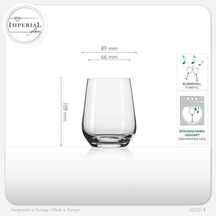 IMPERIAL glass Glas Trinkgläser Glas 330ml (max. 450ml) Set 12-Teilig Getränkeglas Wassergläser Saftgläser Whiskeygläser