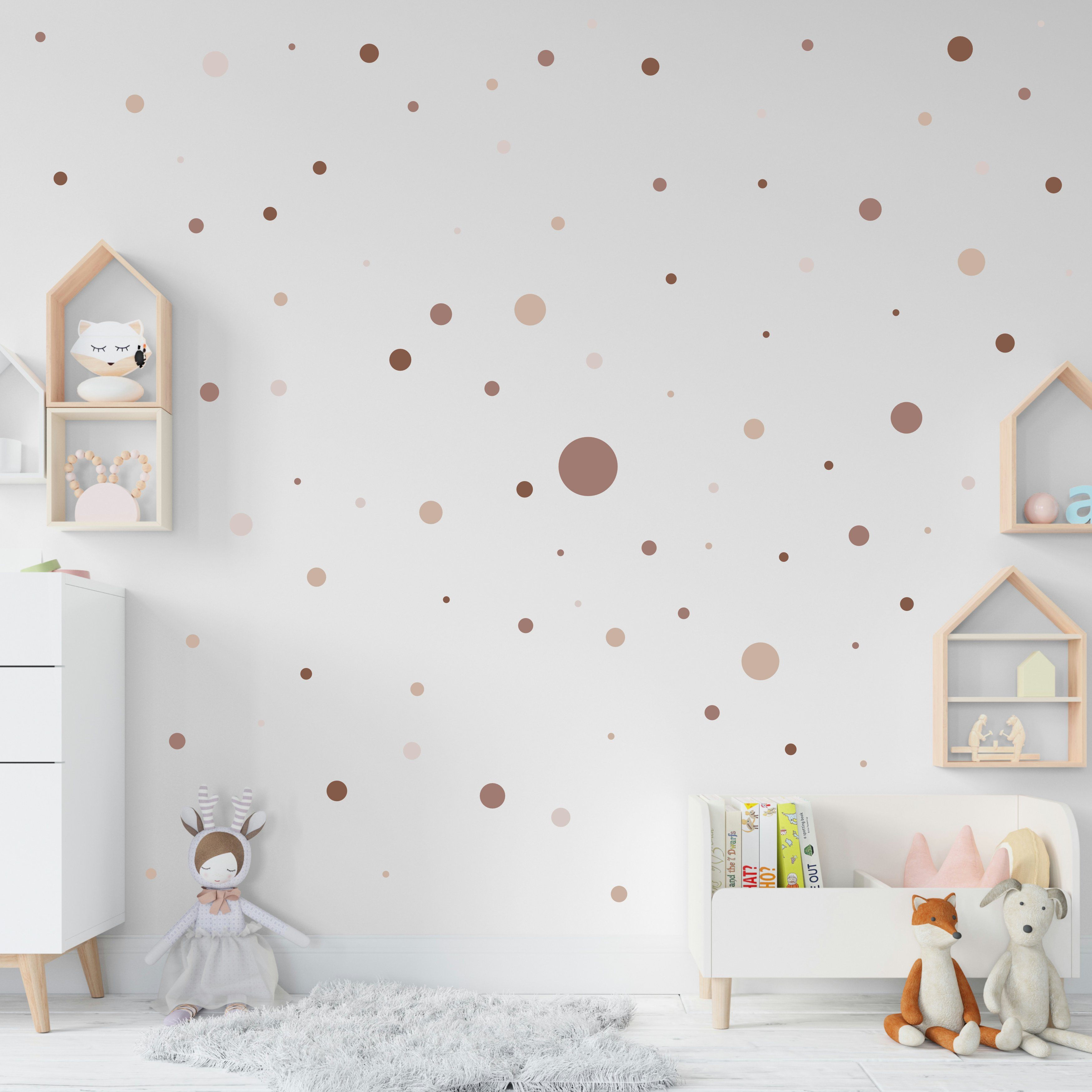 PUNALU Wandtattoo Kreis Set 176 Stück Wandtattoo Babyzimmer Kinderzimmer Kreisaufkleber, selbstklebend, rückstandslos abziehbar