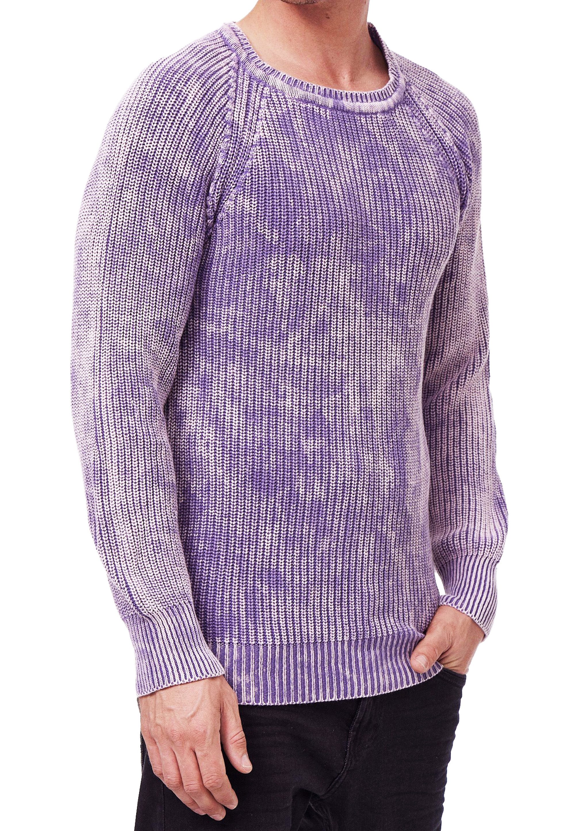 R-NEAL Rundhalspullover Streetwear Пуловери Verwaschen im Oversized Look Grobstrick Пуловери