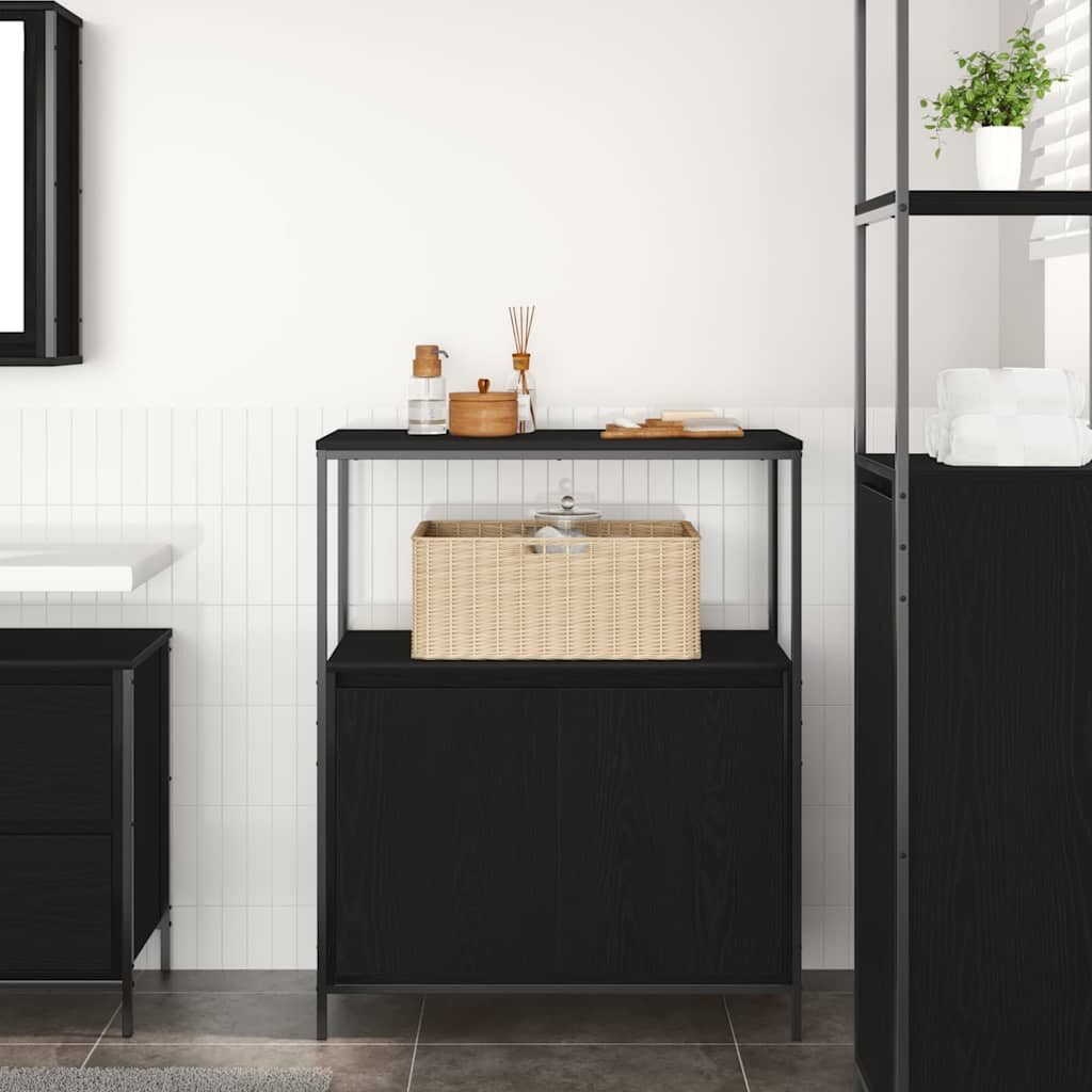 vidaXL Badezimmerspiegelschrank Badschrank mit Regalen Schwarz Eichen-Optik 76,5x35x95 cm (1-St) – Bild 3 von 5