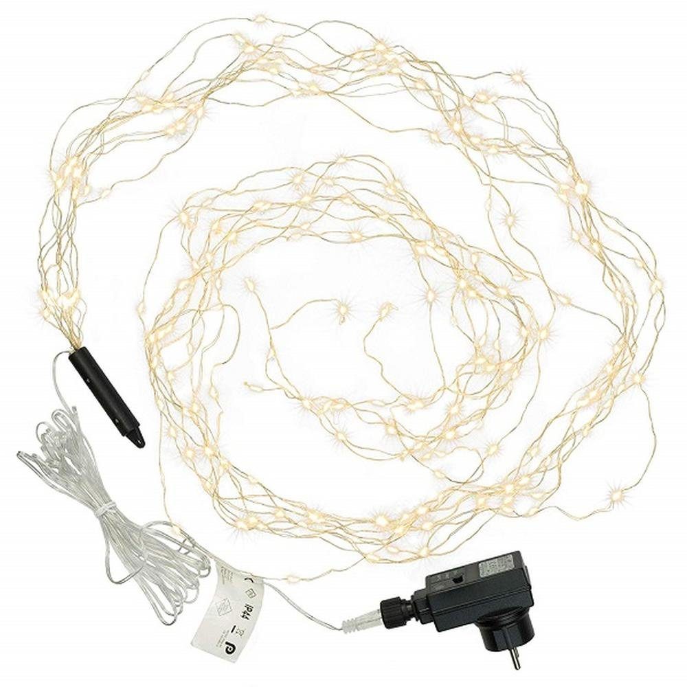 LED-Lichterkette LED Lichterbündel Silberdraht 200er warmweiß