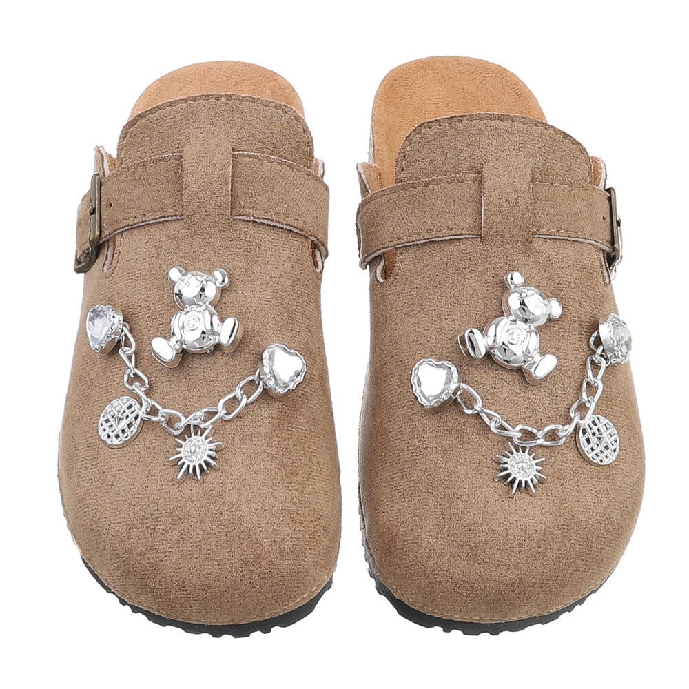 Ital-Design Damen Mules Freizeit Pantolette (88930433) Flach Pantoletten in Hellbraun – Bild 4 von 5