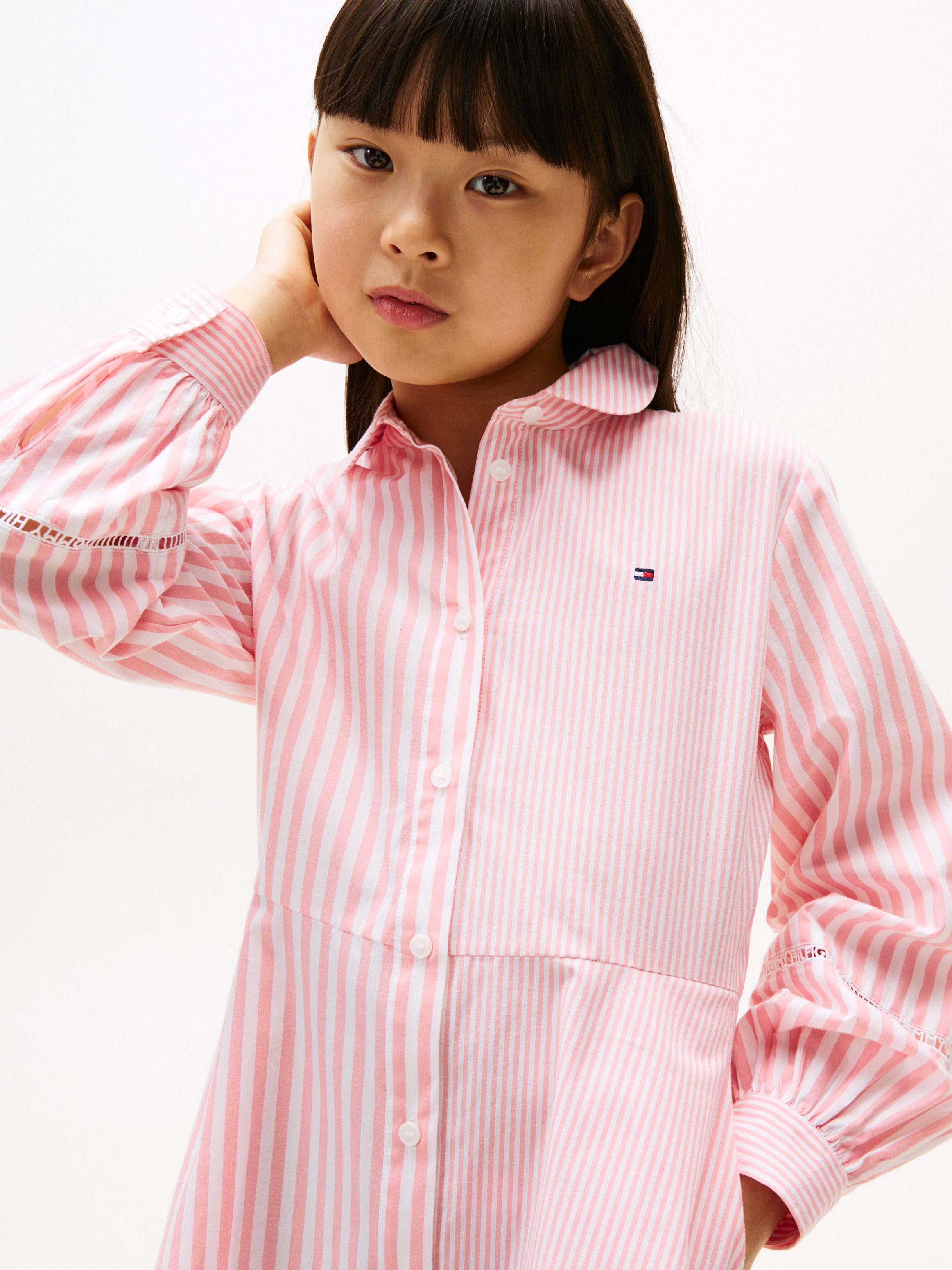 Tommy Hilfiger Blusenkleid STRIPED SHIRT DRESS LS für Kinder bis 16 Jahre, mit Spitzeneinsatz