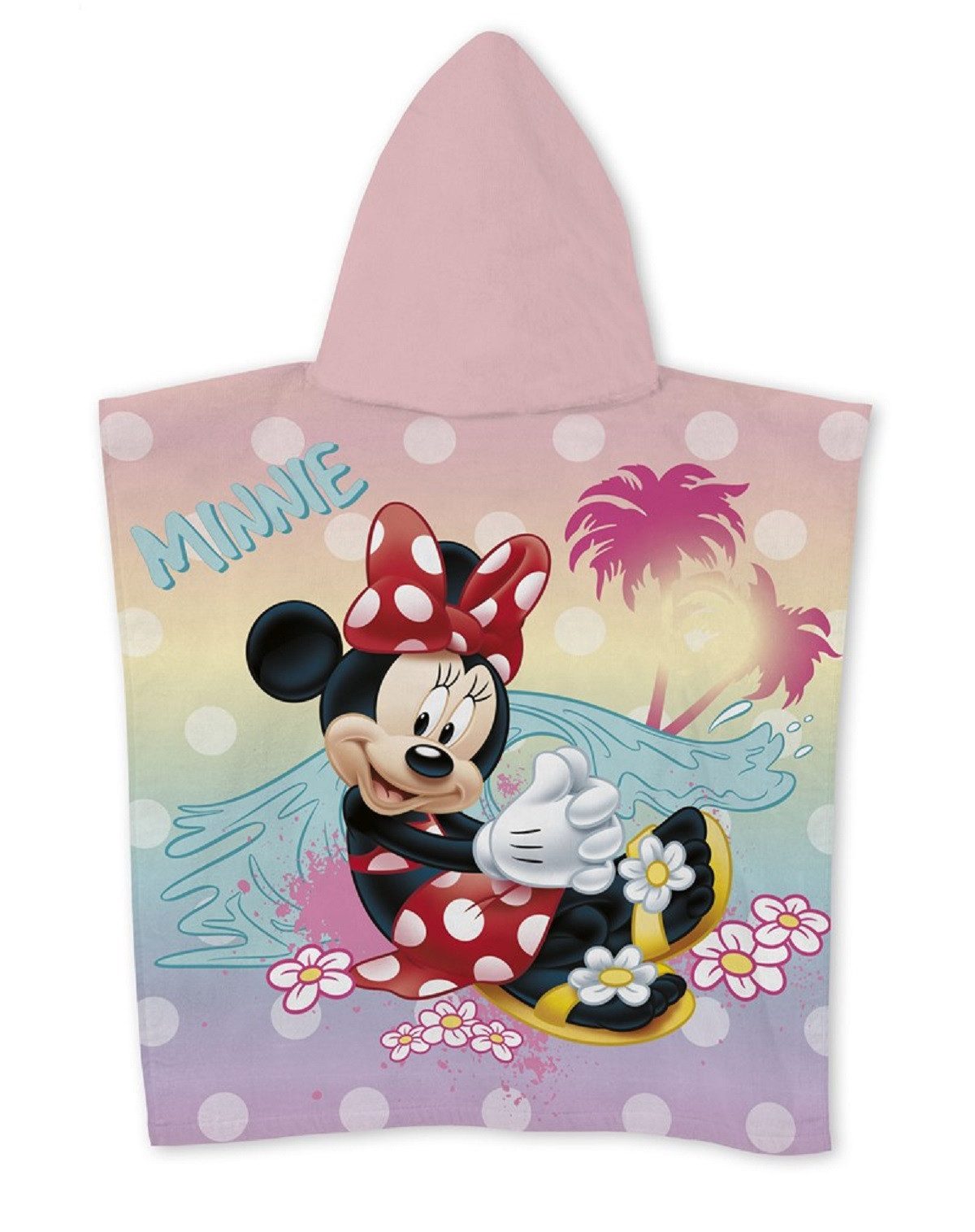Disney Minnie Mouse Badeponcho Badeponcho für Kinder – Kapuzenhandtuch aus Polyester 55 x 110 cm, Polyester