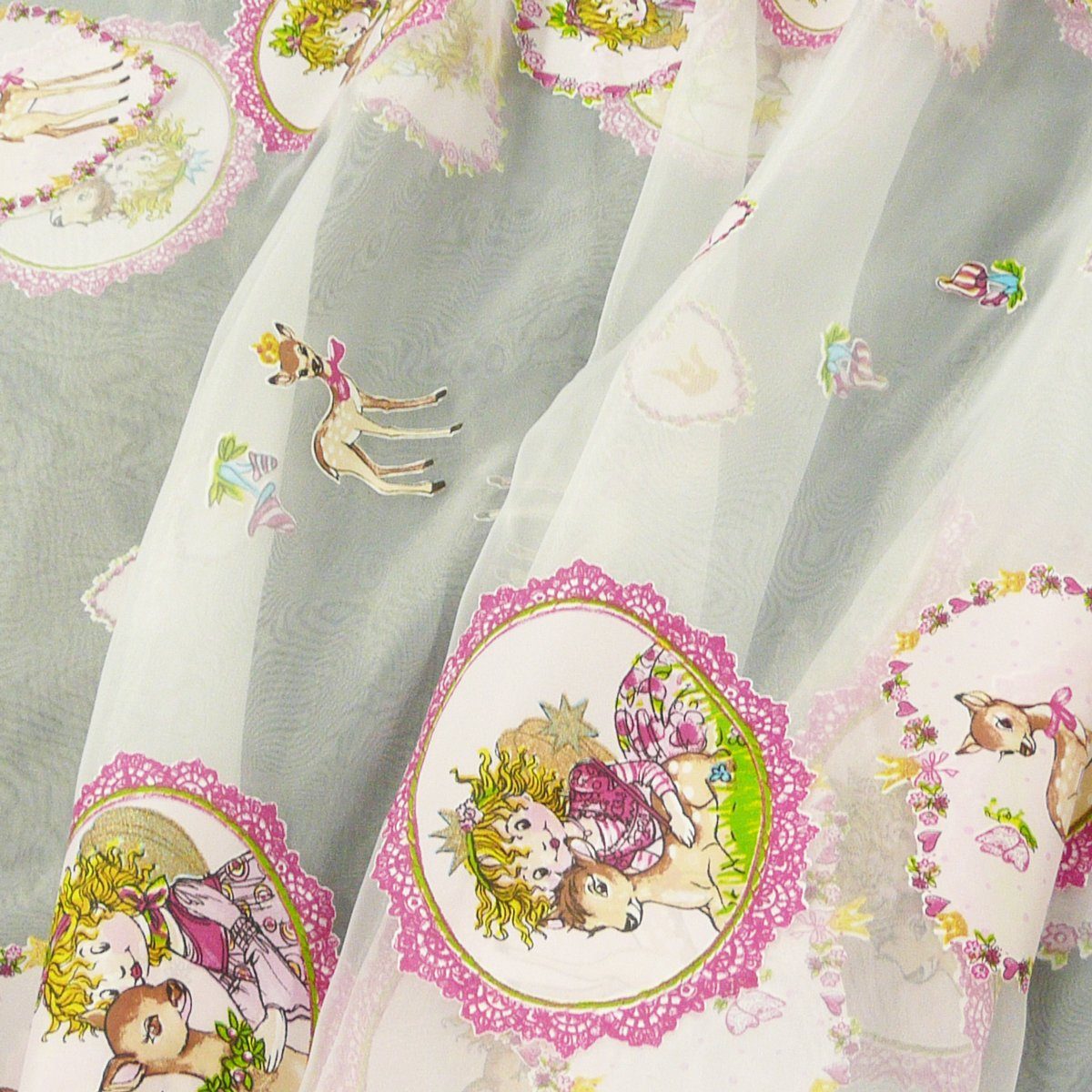 Rasch TEXTIL Stoff Gardinenstoff Meterware Organza Lillifee mit Reh 300cm, überbreit