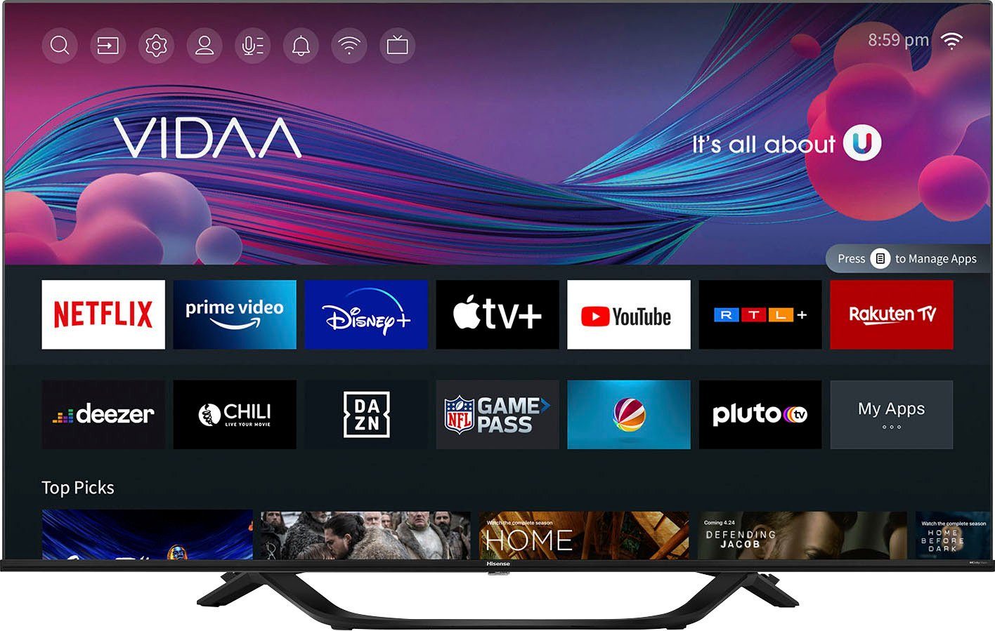 (108 Smart-TV) Ultra cm/43 43A66H Zoll, HD, Hisense LED-Fernseher 4K