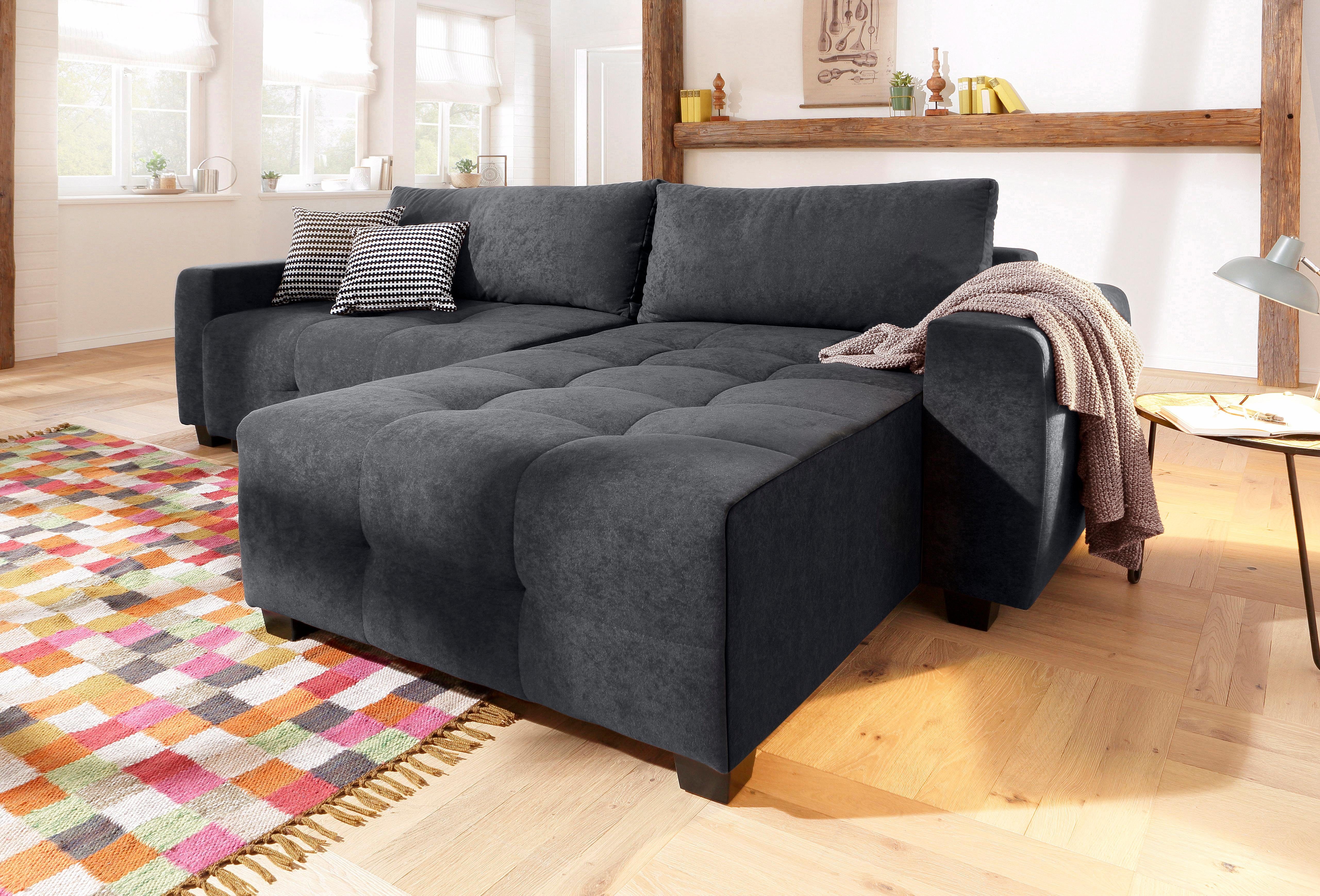 Home affaire Ecksofa "Bella L-Form, B: 254 cm" mit 2 Zierkissen, optional B günstig online kaufen