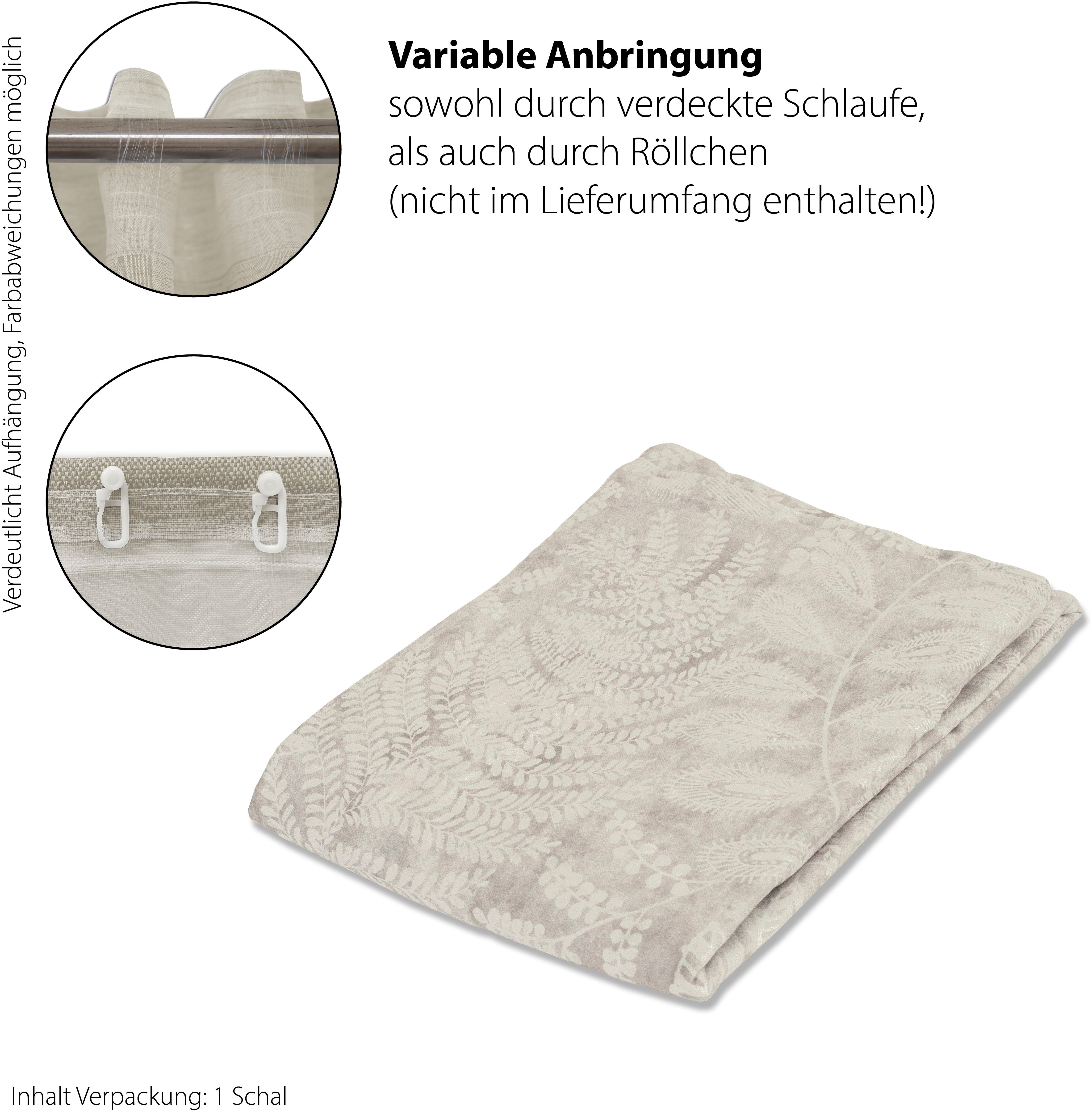 Vorhang Tano, HOMING, Floral, Schlafzimmer halbtransparent, St), (1 Schlaufen grau, Ausbrenner, Wohnzimmer, verdeckte blickdicht, Blumen