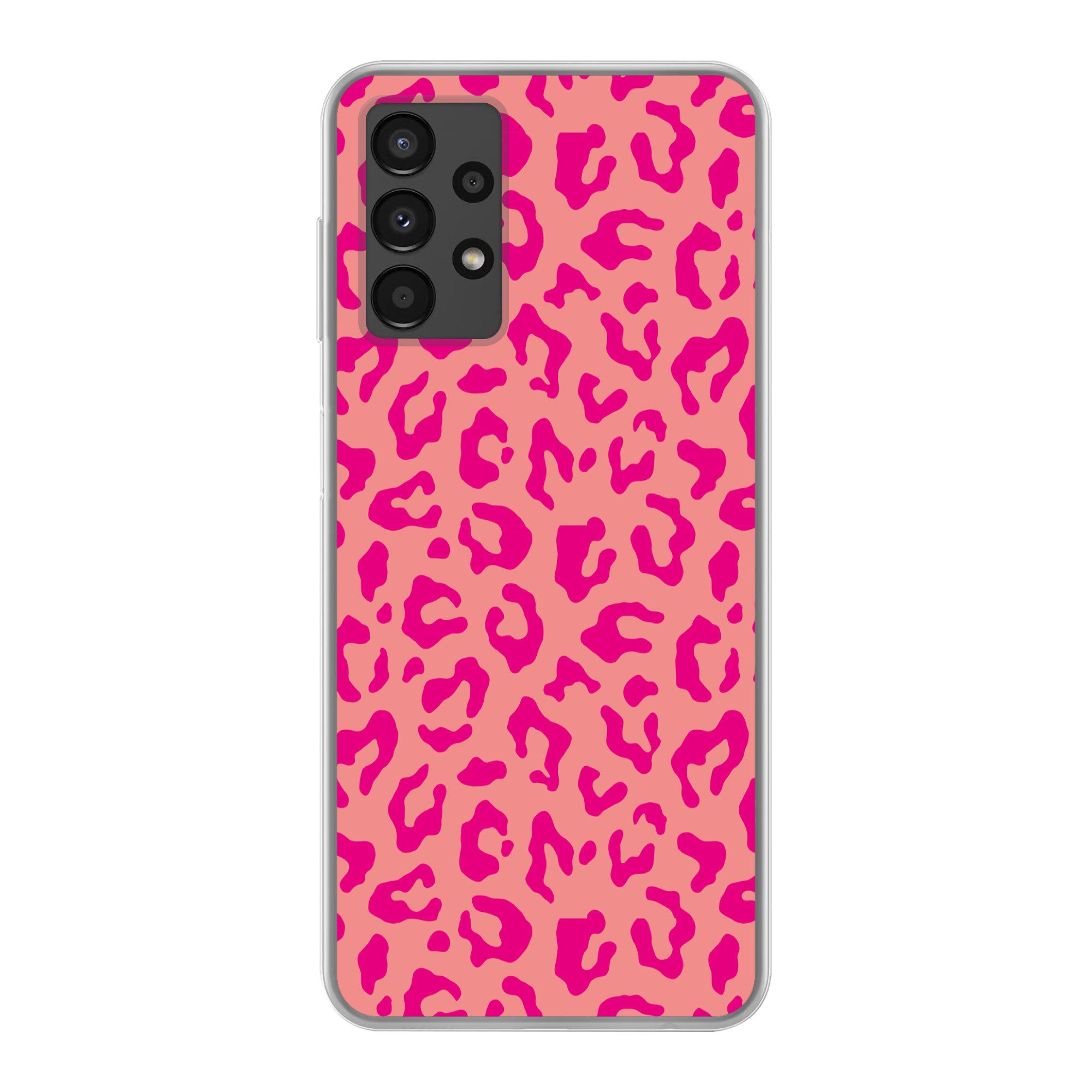 MuchoWow Handyhülle für Samsung Galaxy A13 4G Pantherdruck - Rosa - Tierdruck - Minimalist, Smartphone-Bumper, Print, Handy Schutzhülle Dünn