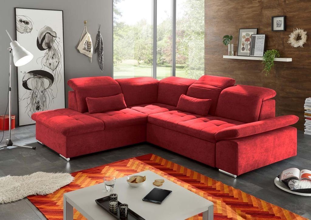 cm Eckcouch Sofa Couch 276x240 Wayne Ecksofa, EXCITING Rot DESIGN ED (Berry) Ecksofa