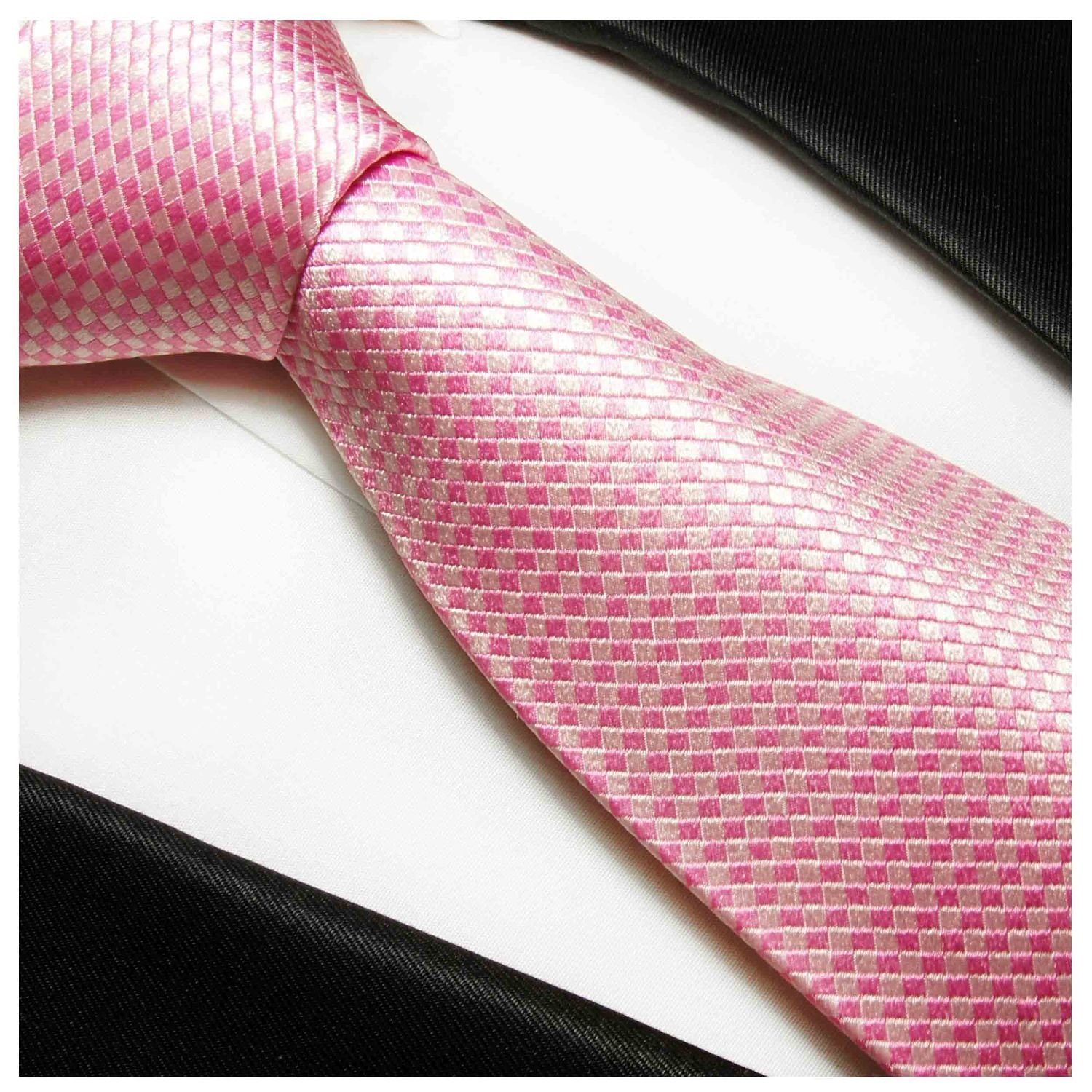 Schlips pink Malone Herren (6cm), modern einfarbig Seide Krawatte 100% Designer Paul uni Seidenkrawatte Schmal 501