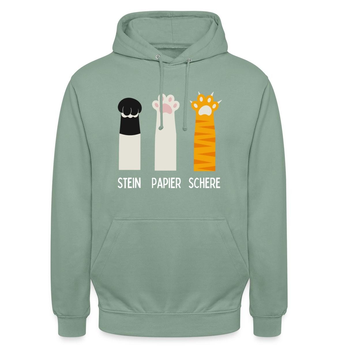 Spreadshirt Hoodie Katzen Pfoten, Stein Papier Schere Unisex Hoodie (1-tlg) Unisex-Schnitt: Sitzt bei Männern körpernah, bei Frauen weit