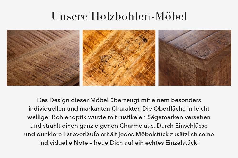 natur, 40cm · FACTORY Rollen Industrial Massivholz · Beistelltisch · Hocker Mangoholz Nachttisch mit · · riess-ambiente