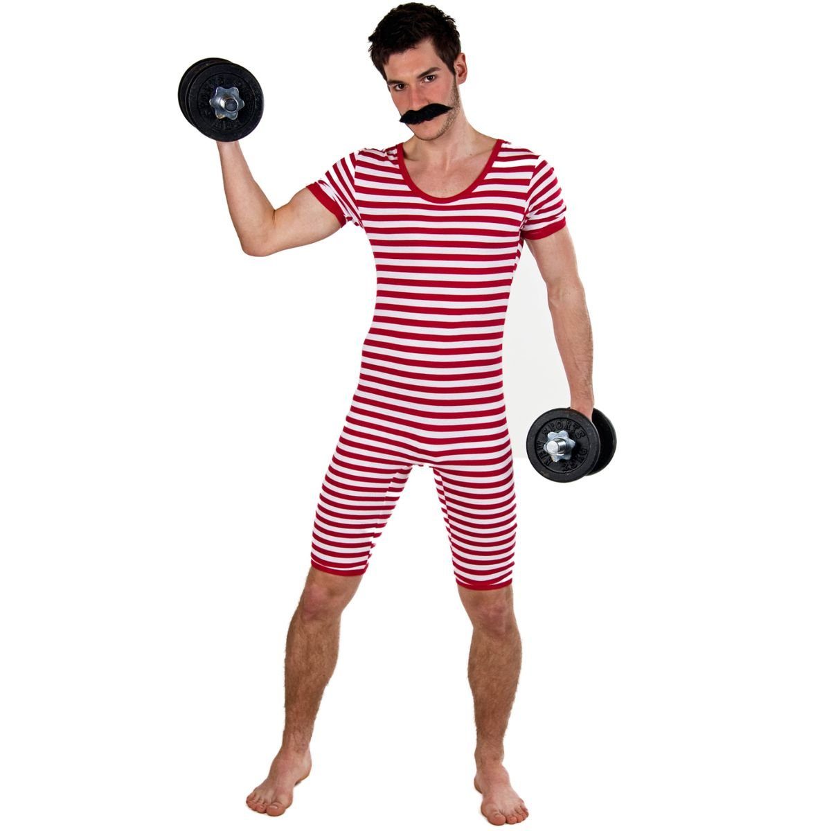 Festartikel Müller GmbH Kostüm Retro Badeanzug für Männer Rot Weiß 20 Jahre Badebekleidung