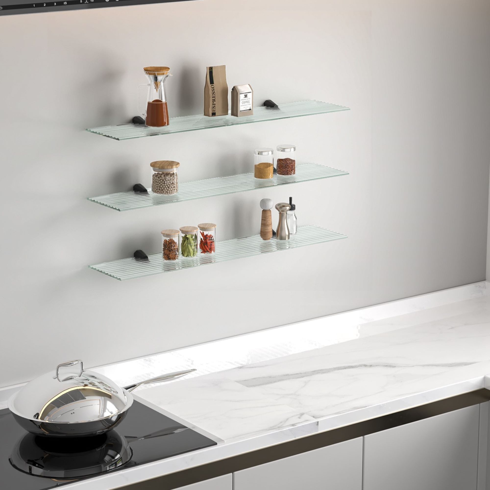 HOOZ Wandregal Glasregal geriffelt Klar 30–100 cm Wandregal Duschablage Sch günstig online kaufen