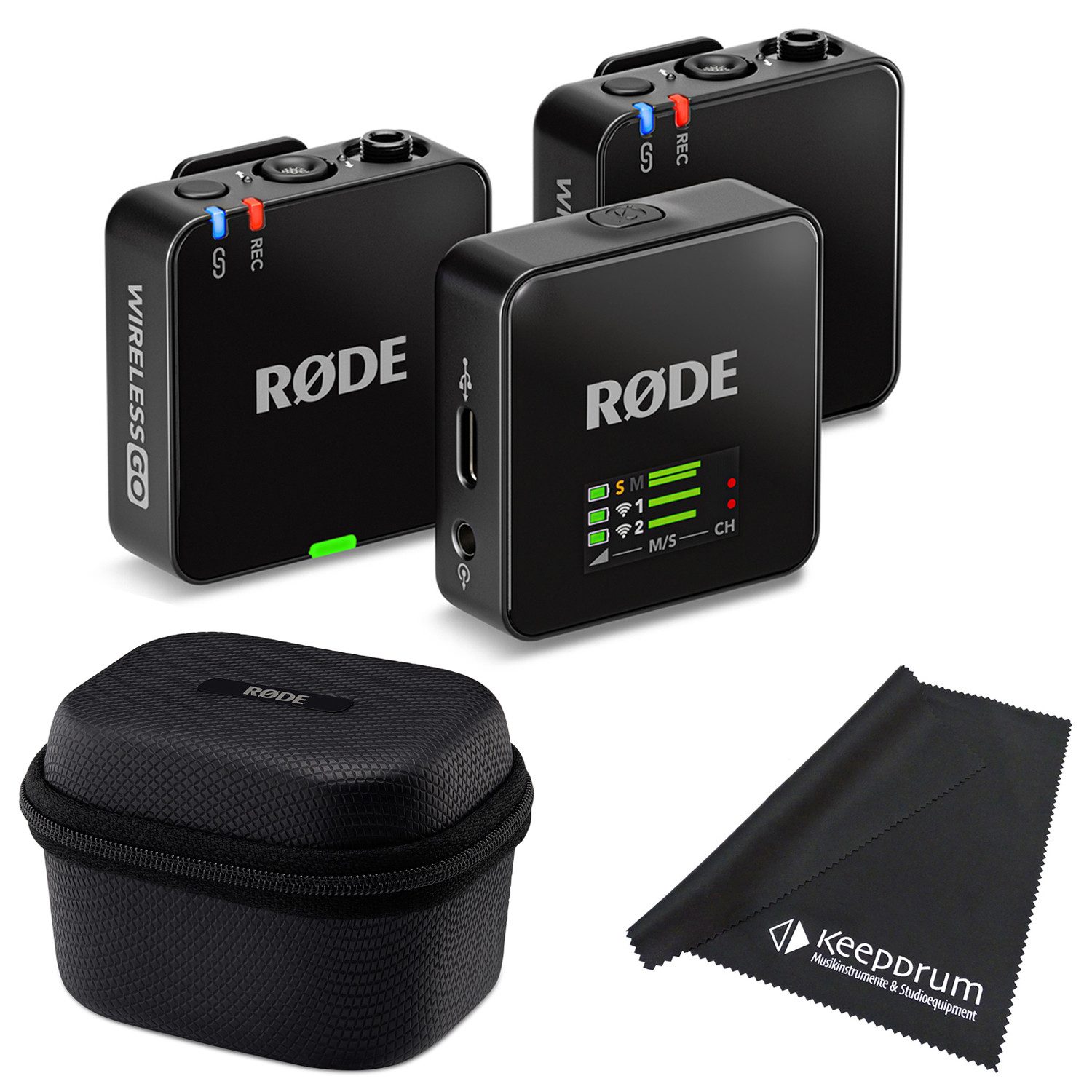 Rode Mikrofon-Funksystem Wireless GO Gen 3 mit Ladecase und Tuch Digitales Aufnahmegerät