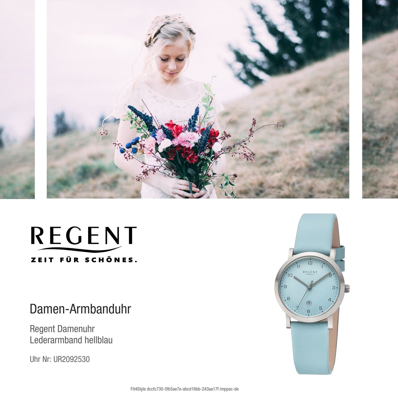 Analog, Regent Armbanduhr Regent Gehäuse, Lederarmband groß Damenuhr Quarzuhr rundes (ca. extra hellblau, Damen 30mm)