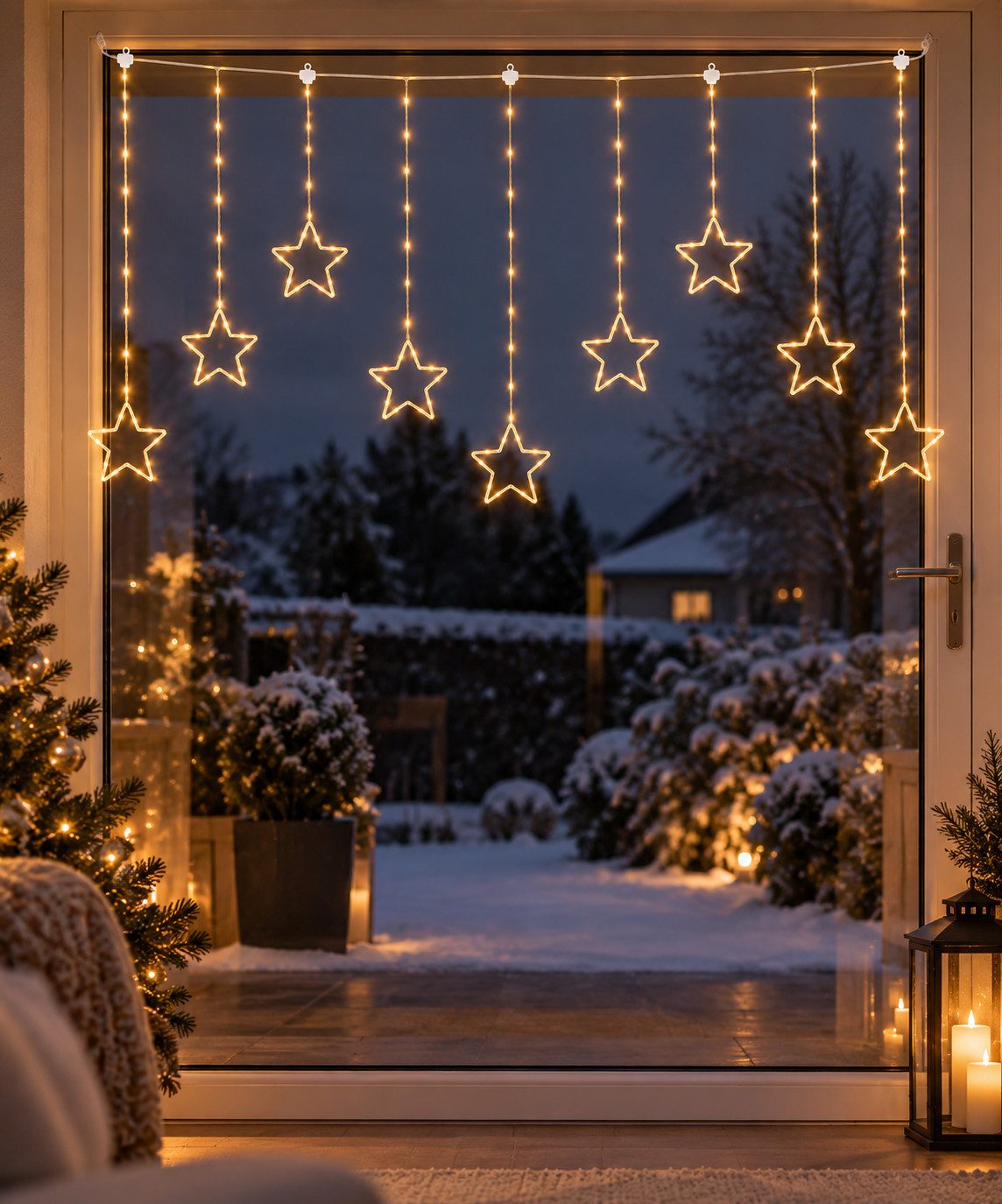 Lumineo LED-Lichtervorhang LED Lichtvorhang Sternenglanz warmweiß 156 LEDs 120 cm Innen & Außen