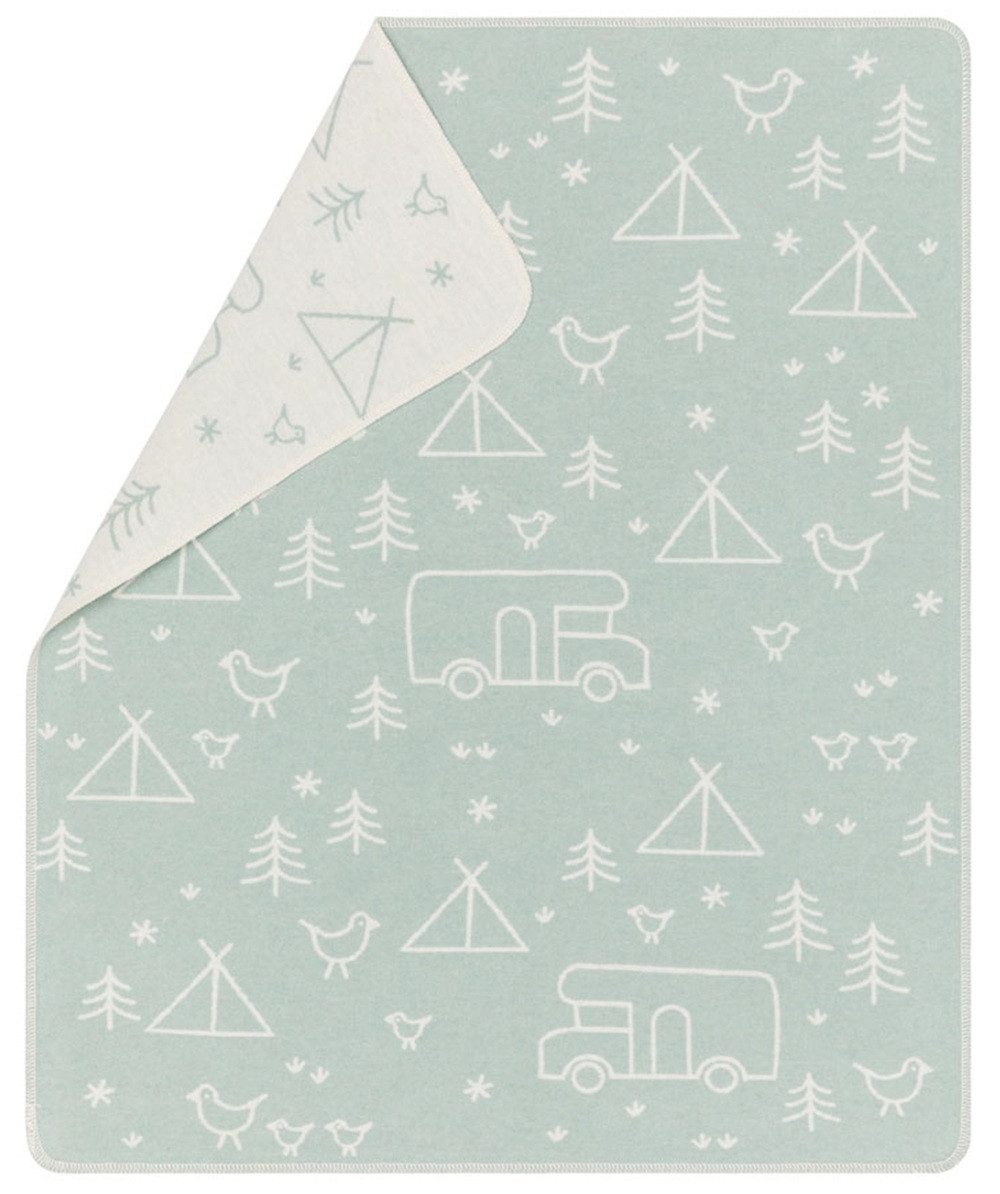 Babydecke Kinderdecke Juwel 'Camping' 70 x 90 cm Hellgrün, DAVID FUSSENEGGER