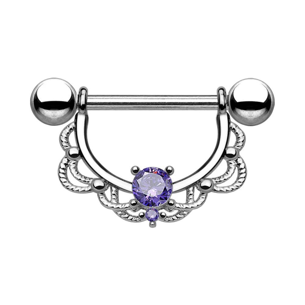 Intimpiercing Brustwarzenpiercing Intim beweglich Kristall Silber Tanzanite 1,6mm
