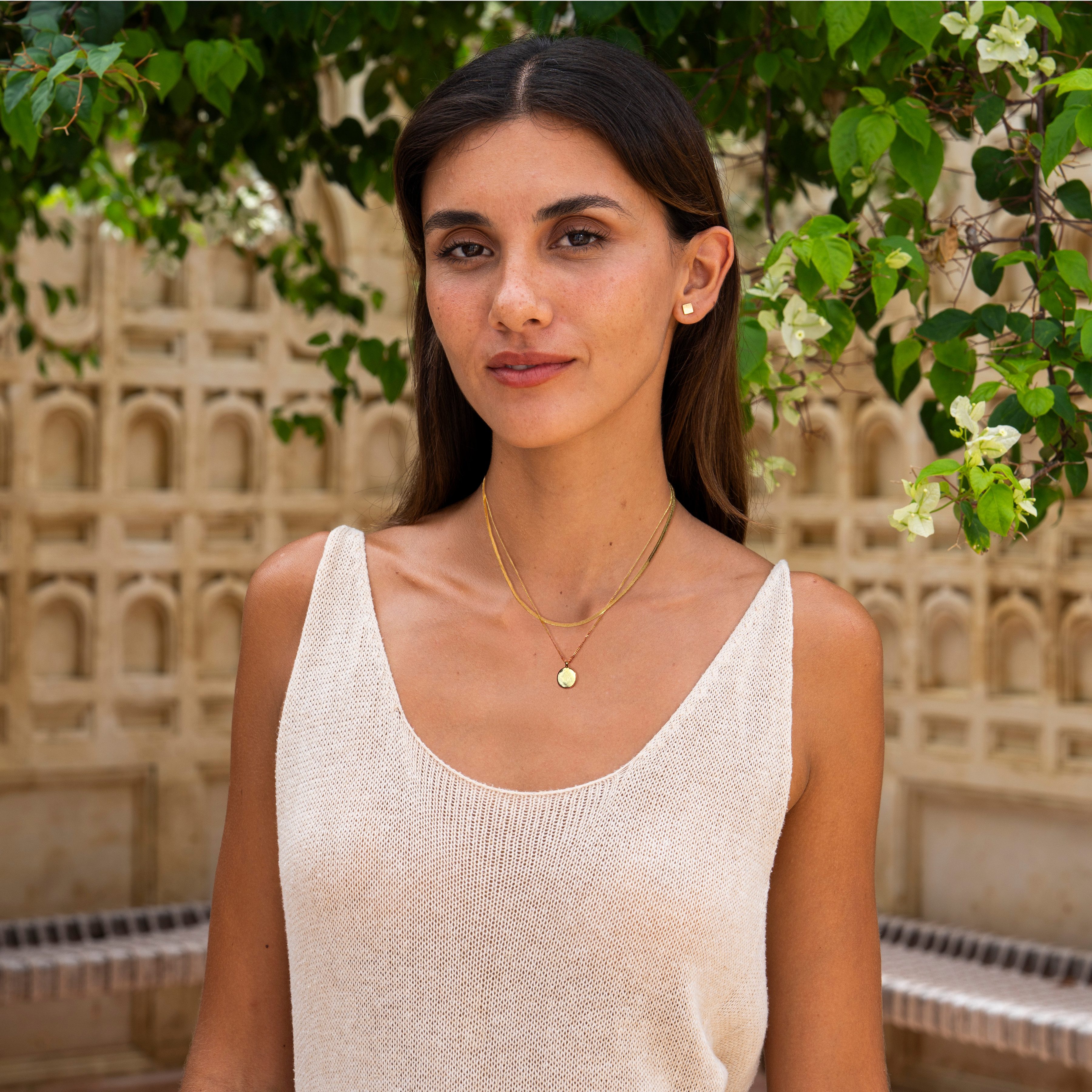 Made by Nami Charm-Ketten-Set Zweireihige Damen Halskette gold mit Anhänger Edelstahl verstellbar, aus Edelstahl – Boho-Stil – hypoallergen – mit Verlängerung
