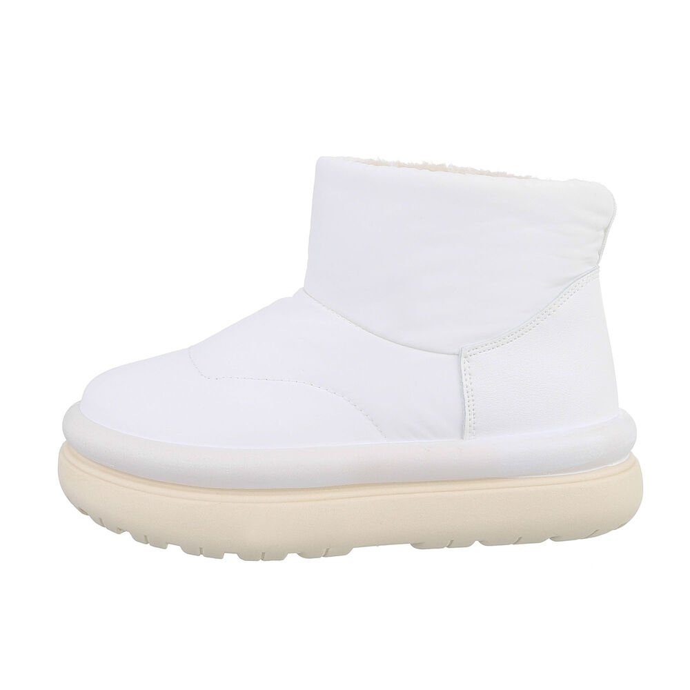 Ital-Design Damen Snowboots Freizeit Snowboots Flach Plateaustiefeletten in Weiß