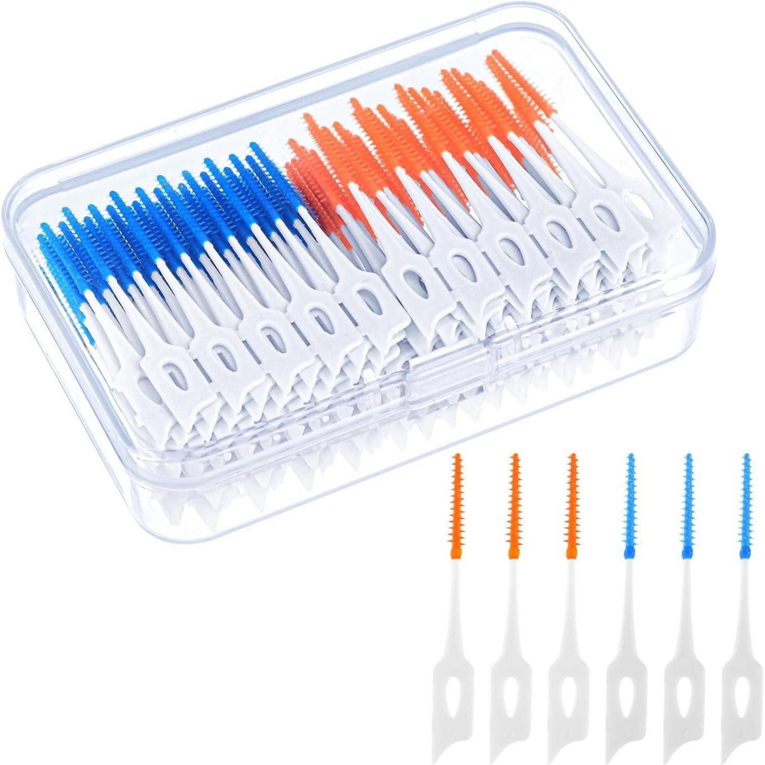 jjshund Interdentalbürsten 200 Stück Interdentalbürsten Silikon Zahnzwischenraumbürsten Box