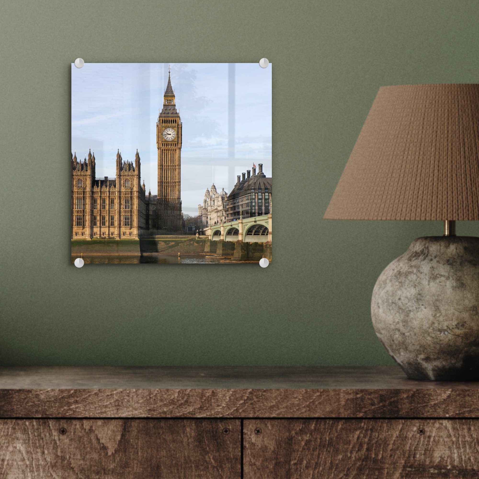 England, Acrylglasbild (1 MuchoWow berühmten - Glasbilder - Wanddekoration Bilder Glas Foto des St), Ben - auf auf Glas Wandbild in Big Frontansicht