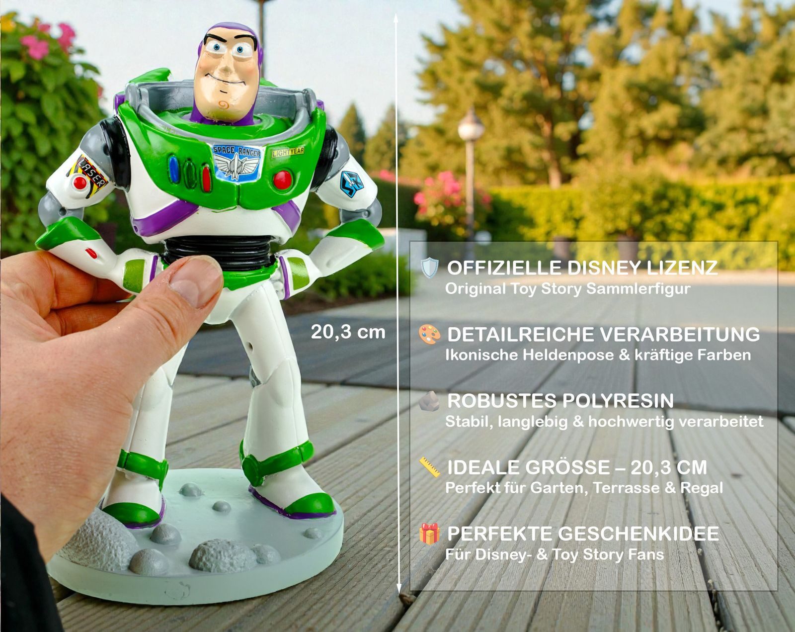 Disney Gartenfigur Buzz Lightyear Disney – Dekofigur aus Polyresin bunt 20 cm Toy Story