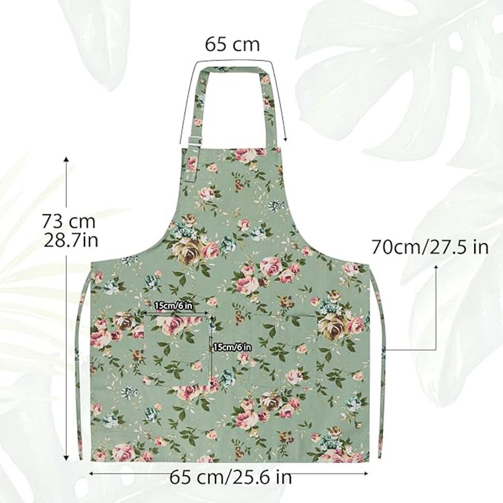 Zaewry Kochschürze Schürzen für Männer und Frauen mit Taschen, Kochen, Küche, Backen, Weich, Langlebig, Blumenschürze für Gartenarbeit