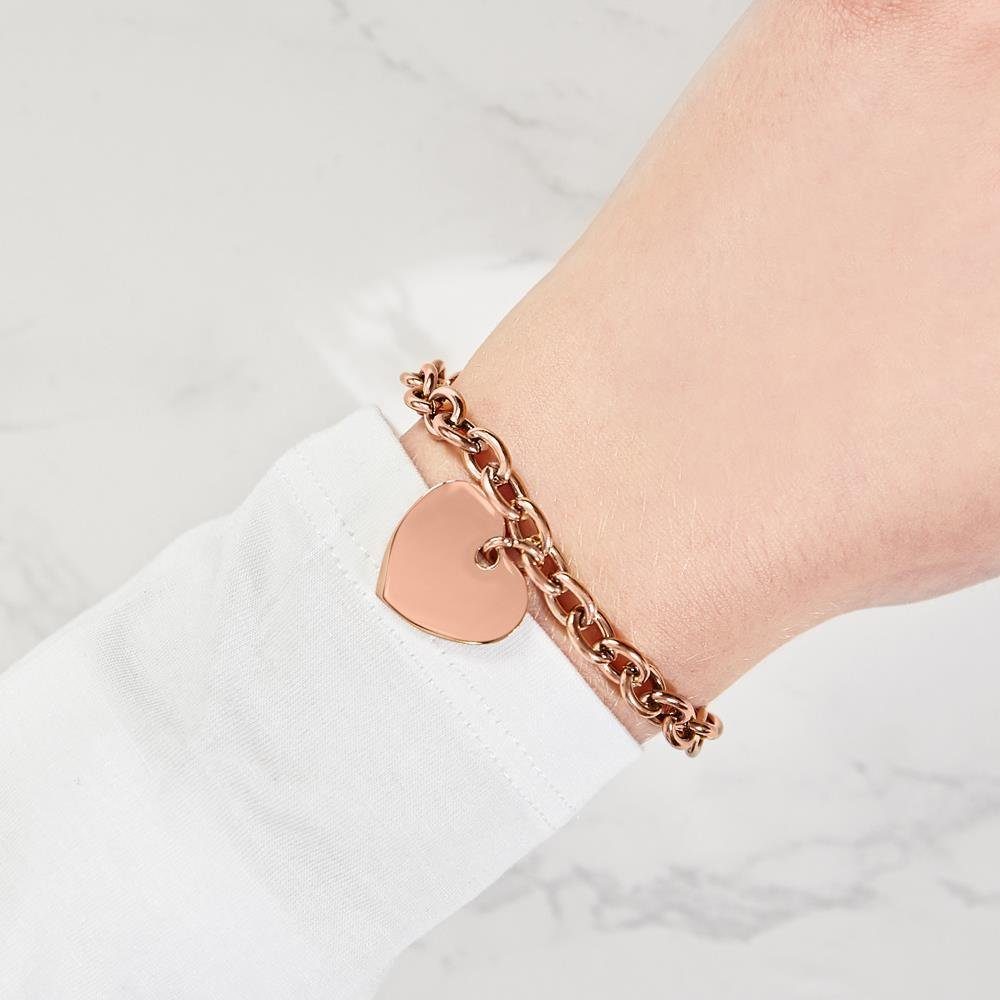 Unique Armband Roségold mit breiten Kettengliedern und Herzanhänger B5199 günstig online kaufen
