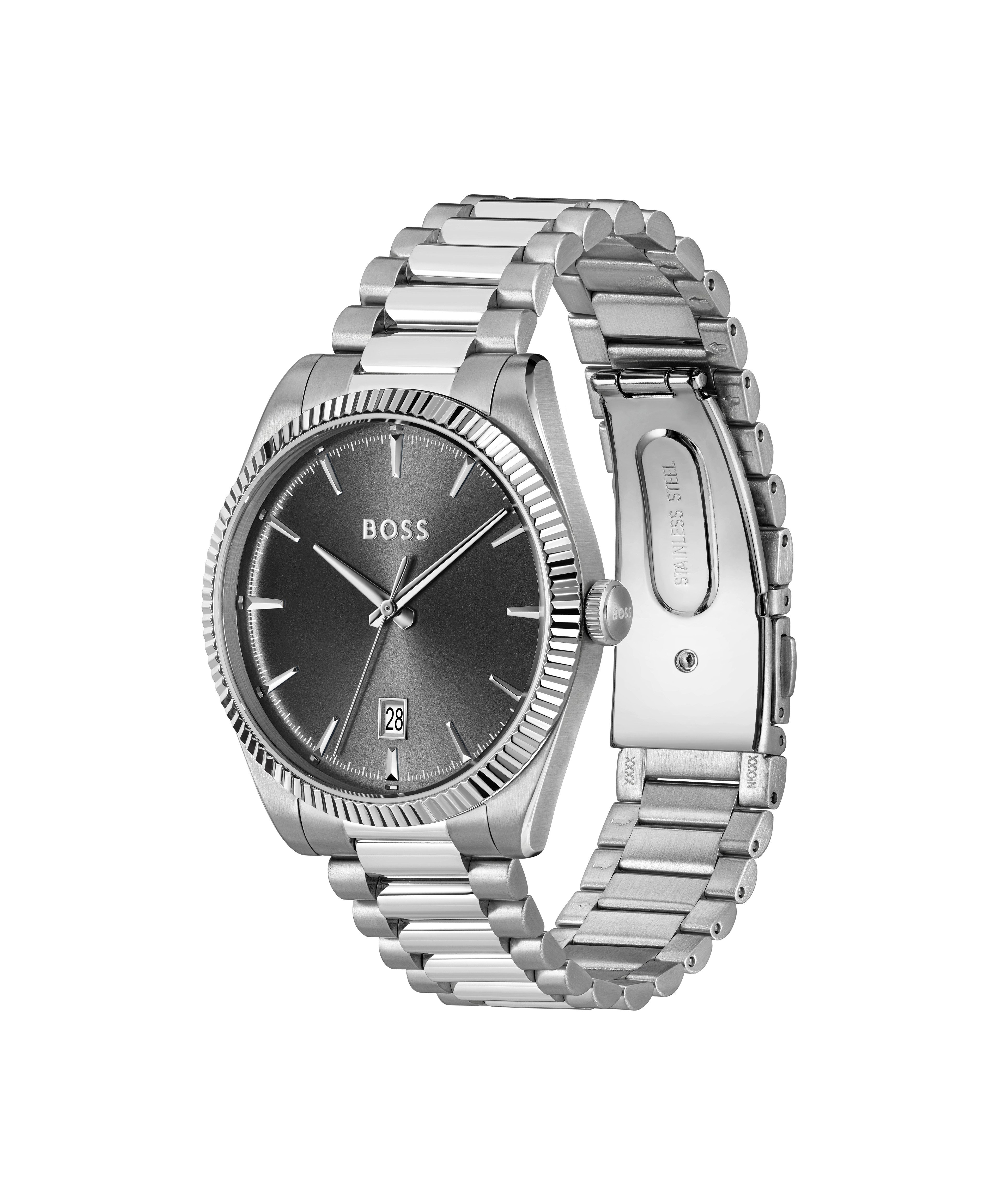 BOSS Quarzuhr CHESWICK 1514310, Armbanduhr, Herrenuhr, Edelstahlarmband, analog, Tag