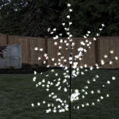 etc-shop LED Baum, 200x LED Deko Baum Kirsch Blüten Terrassen Außen Stand Beleuchtung Garten Steh Lampe