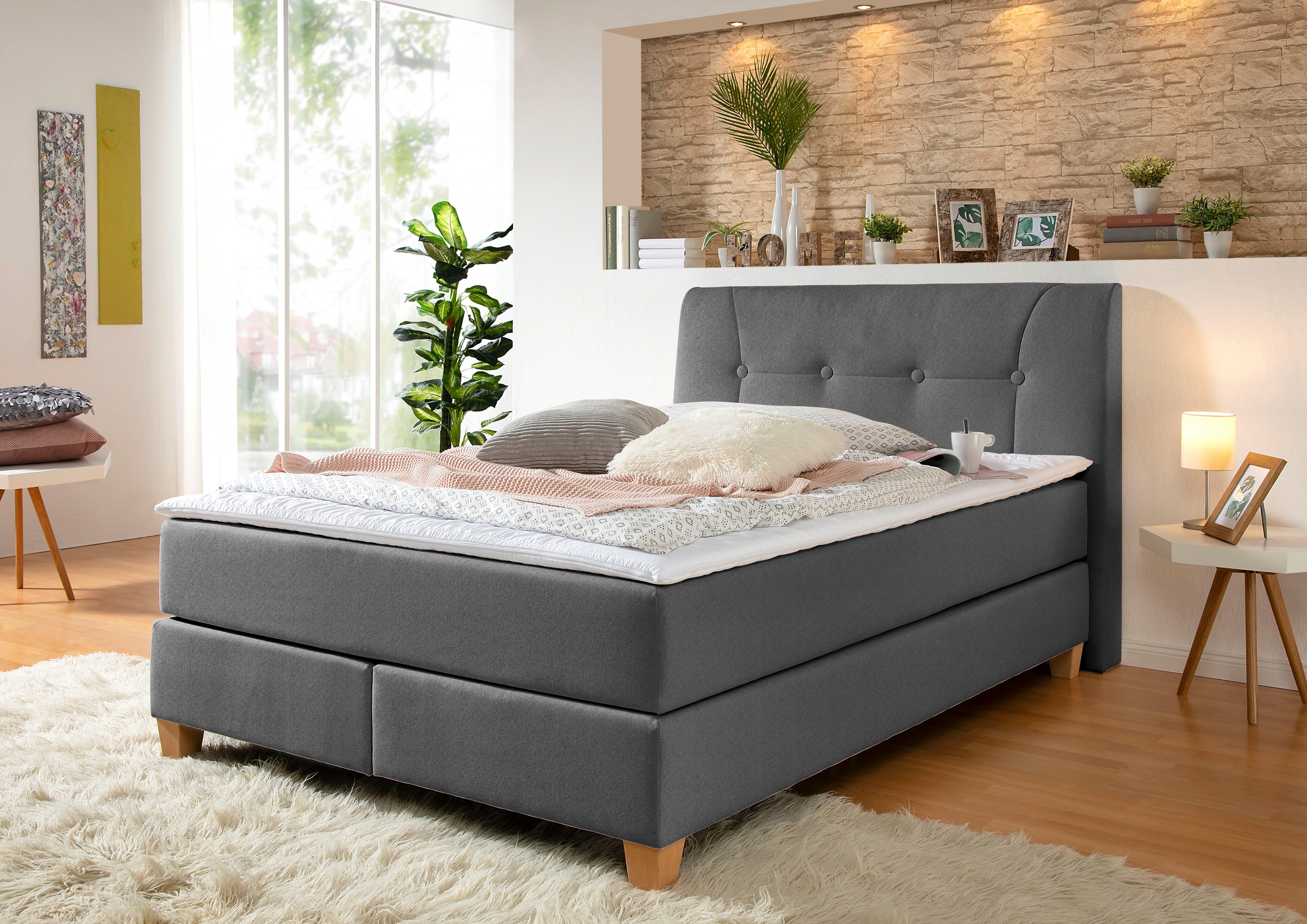 Home affaire Boxspringbett "Calloway" inkl. Topper, XXL-Ausführung, in 4 Fa günstig online kaufen