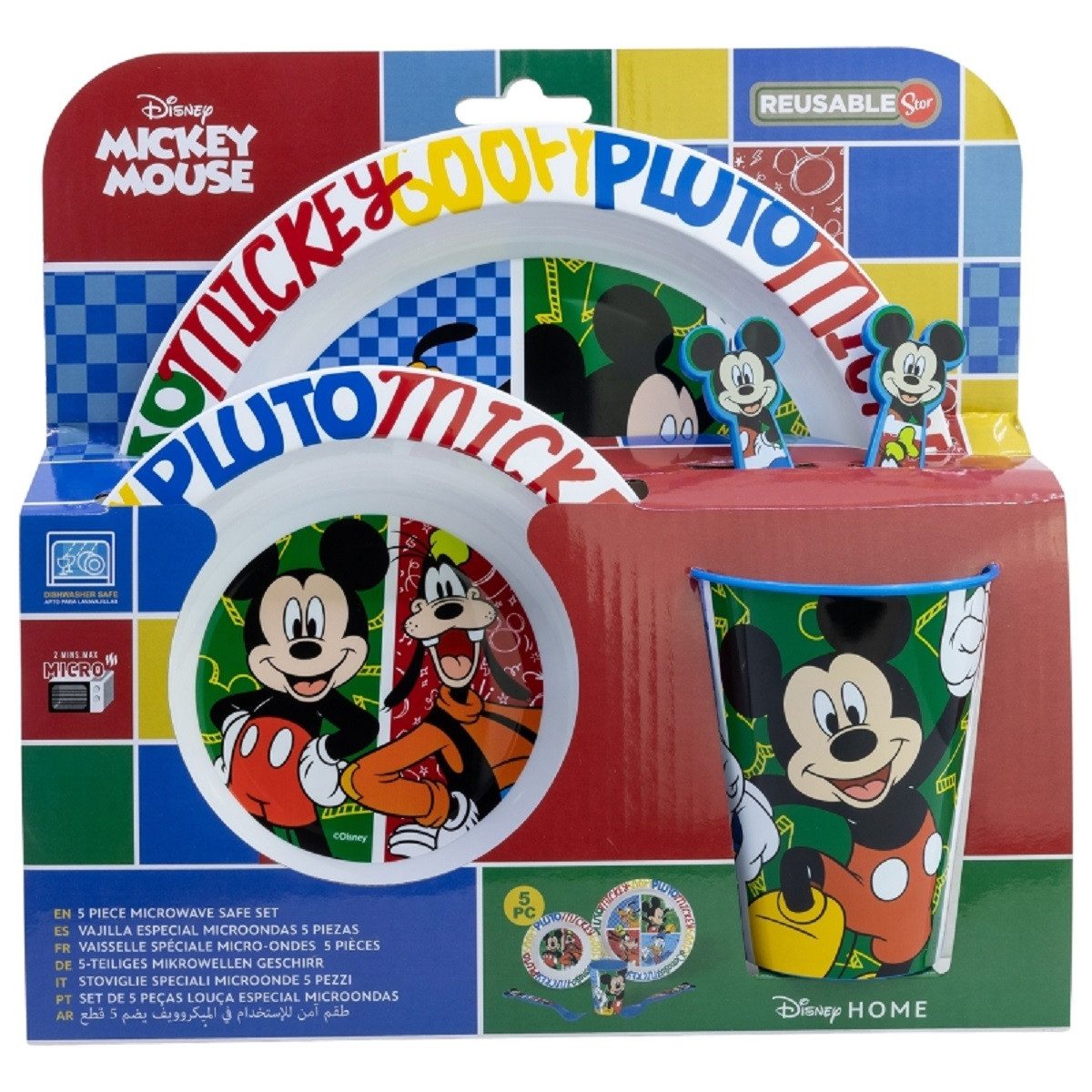 Disney Mickey Mouse Frühstücks-Set Teller-Set Mikrowellengeeignet 5-teiliges mit rutschfestem Boden