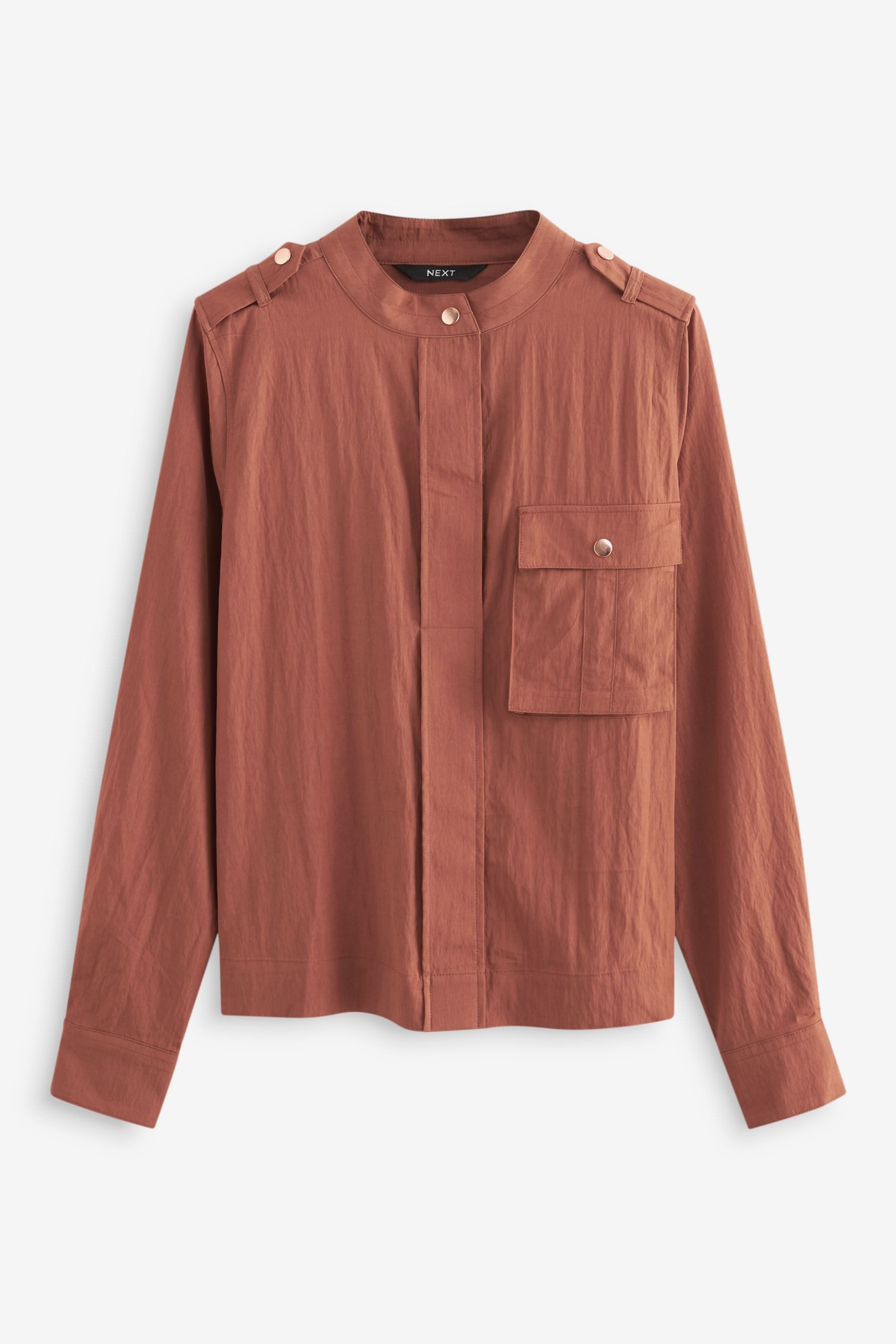 Langarmbluse Langarmbluse im Utility-Stil, Kurzgröße