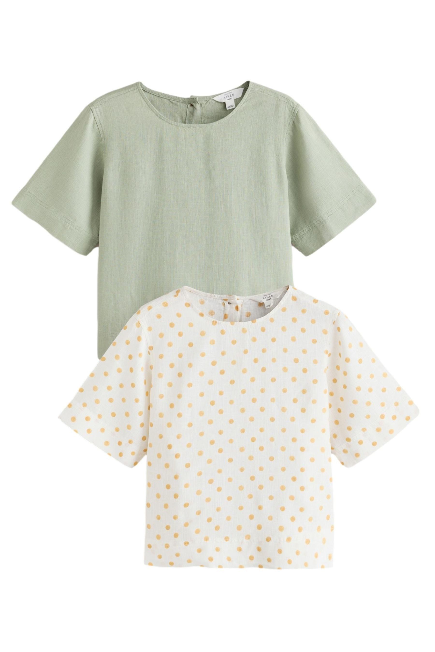 Next T-Shirt Kastiges T-Shirt mit Leinenanteil, 2er-Pack (2-tlg)