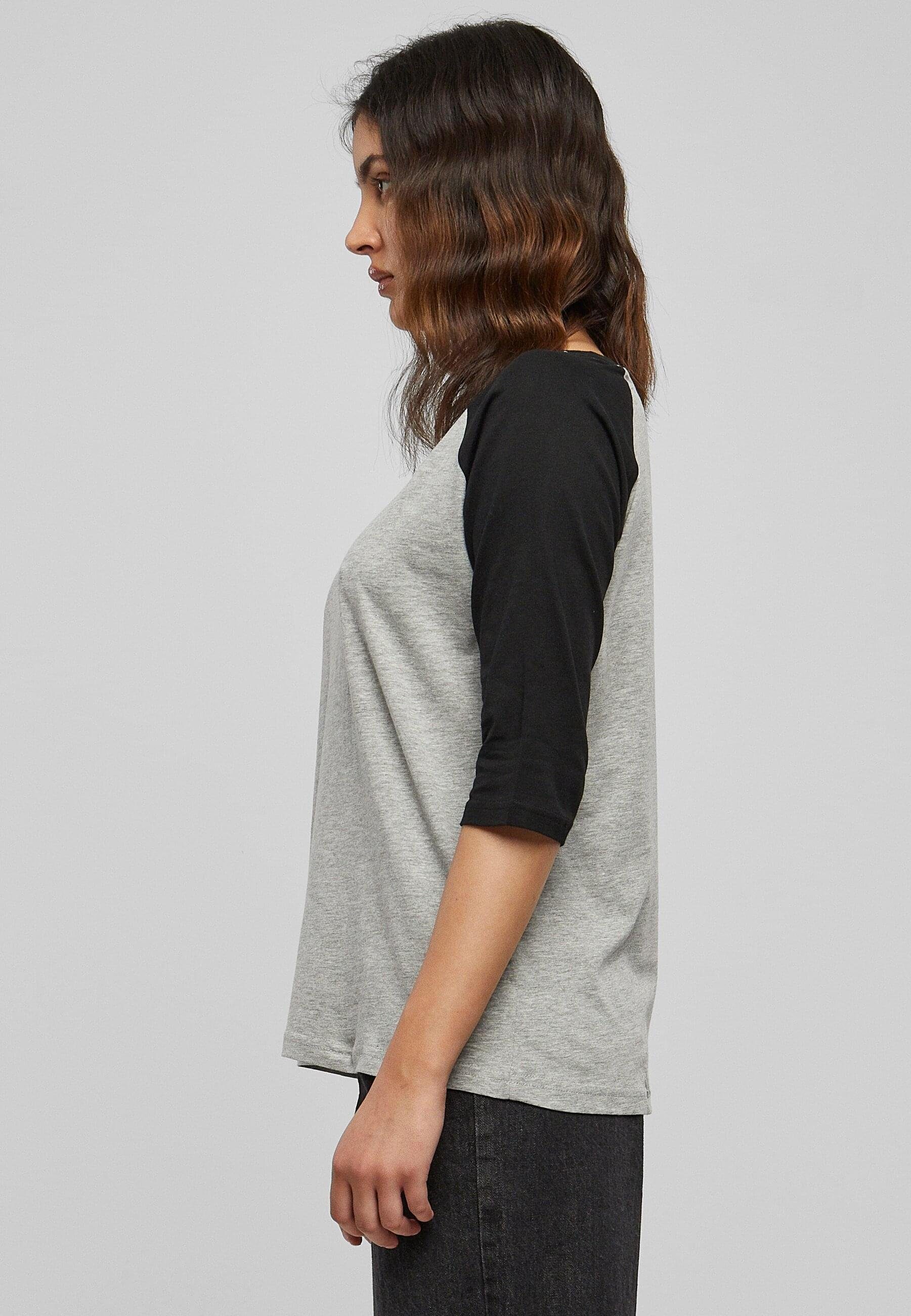 URBAN CLASSICS Raglan Kurzarmshirt 3/4 Tee (1-tlg) grey/black Ladies Contrast Damen