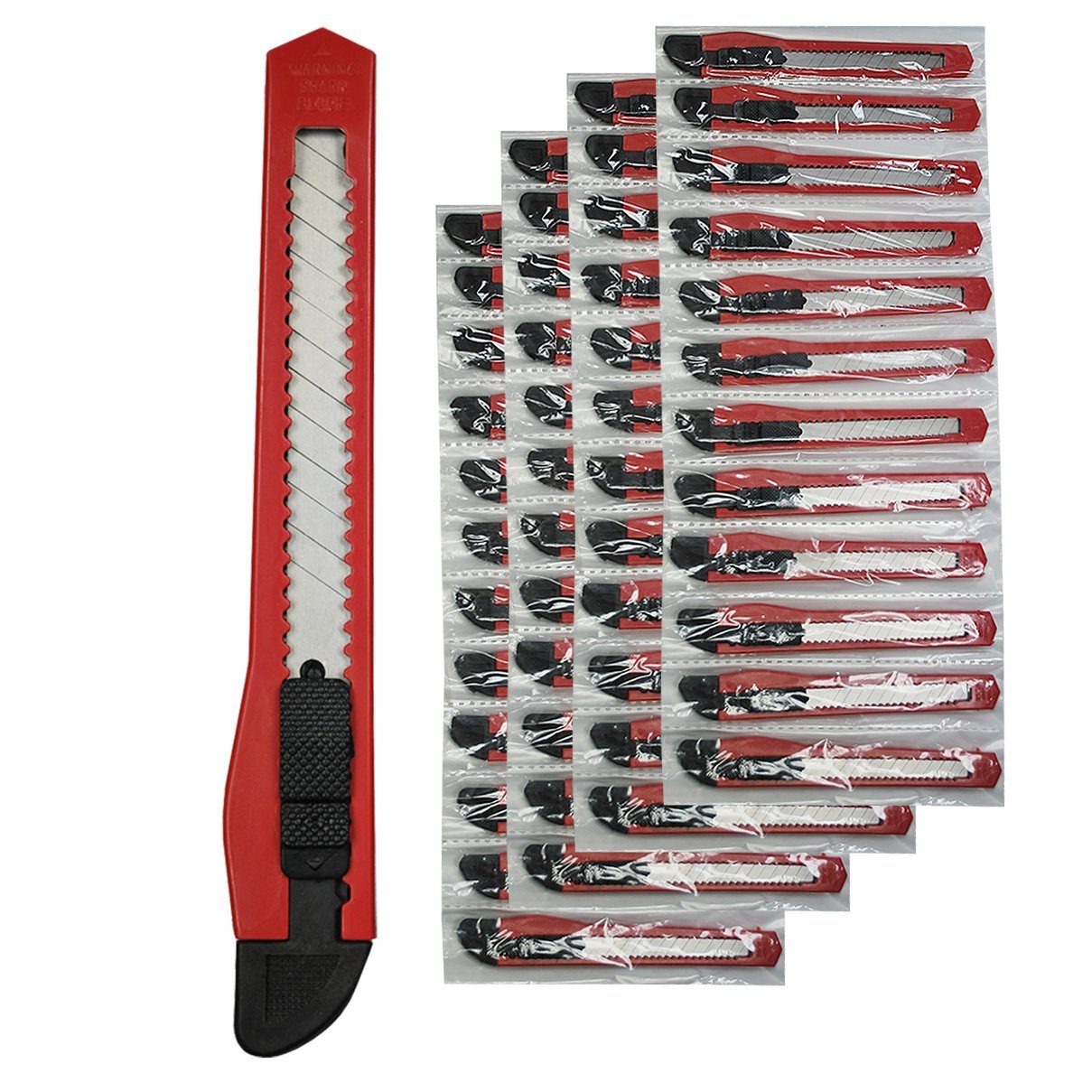 HELO24 Cuttermesser Teppichmesser Paketmesser Rot 48 Stück, (48-tlg)