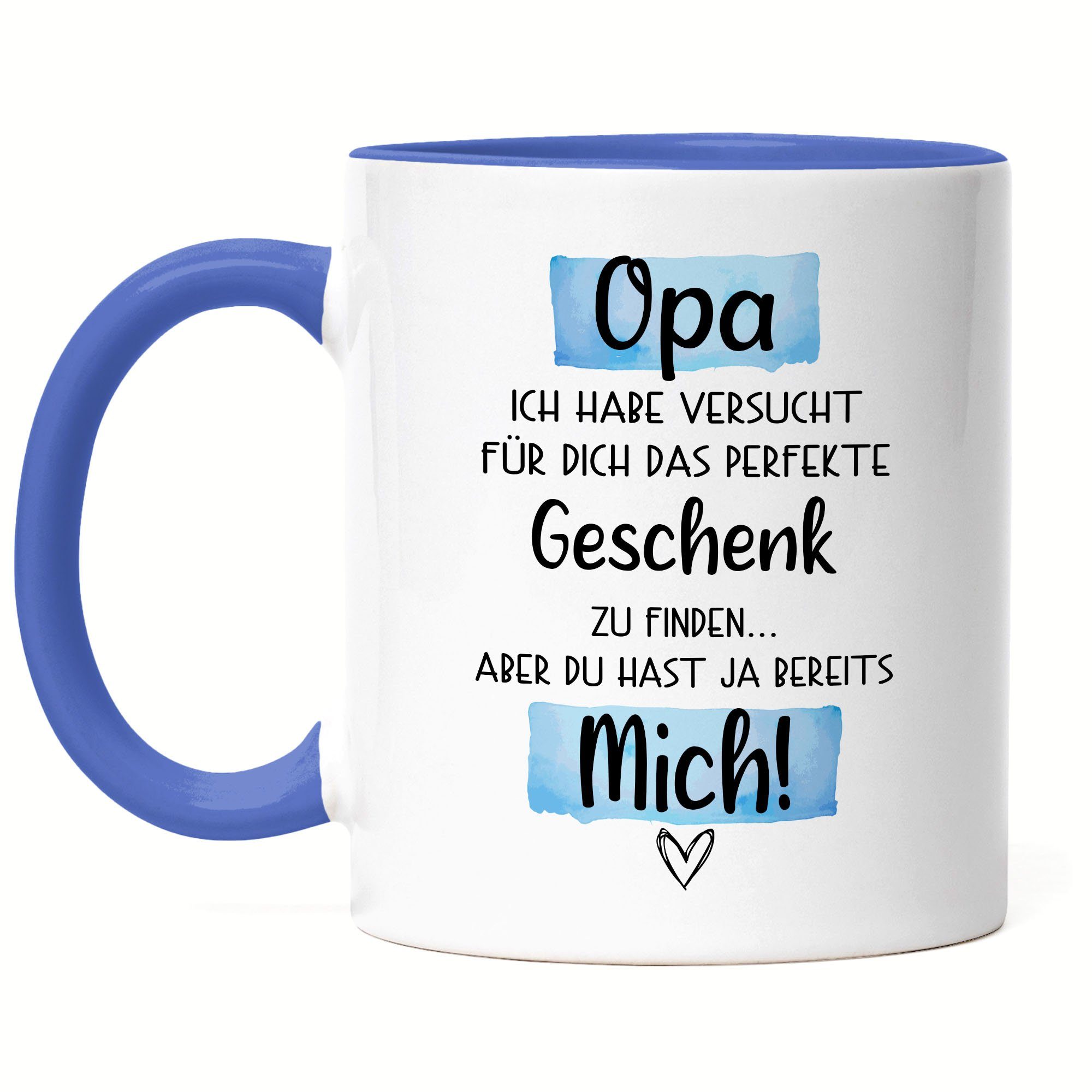 Hey!Print Tasse Opa Geschenk Tasse Lustig Geschenkidee Bester Großvater Opi Vatertag Blau
