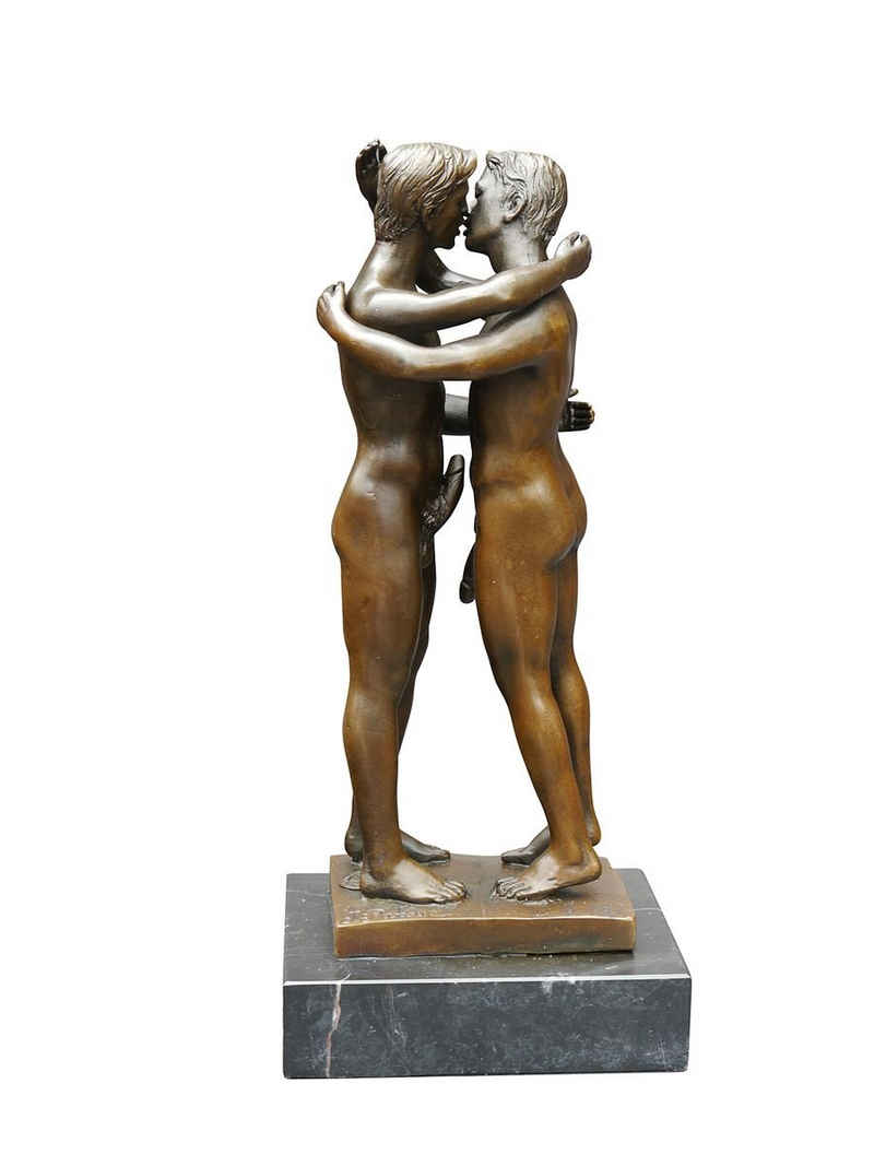 AFG Dekoobjekt Erotische Bronze-Skulptur, zwei Männer küssen sich