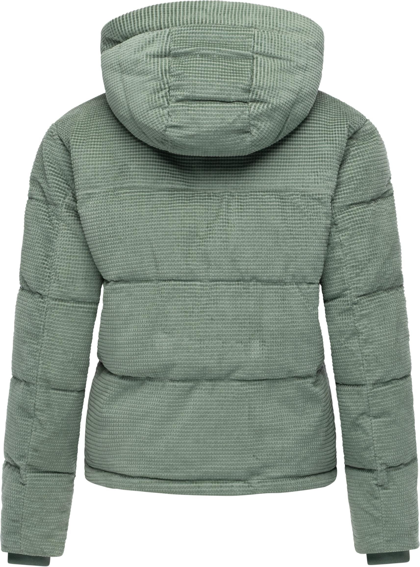 Ragwear Steppjacke Roobie Cordy Wasserdichte Winterjacke aus Kord mit abnehmbarer Kapuze