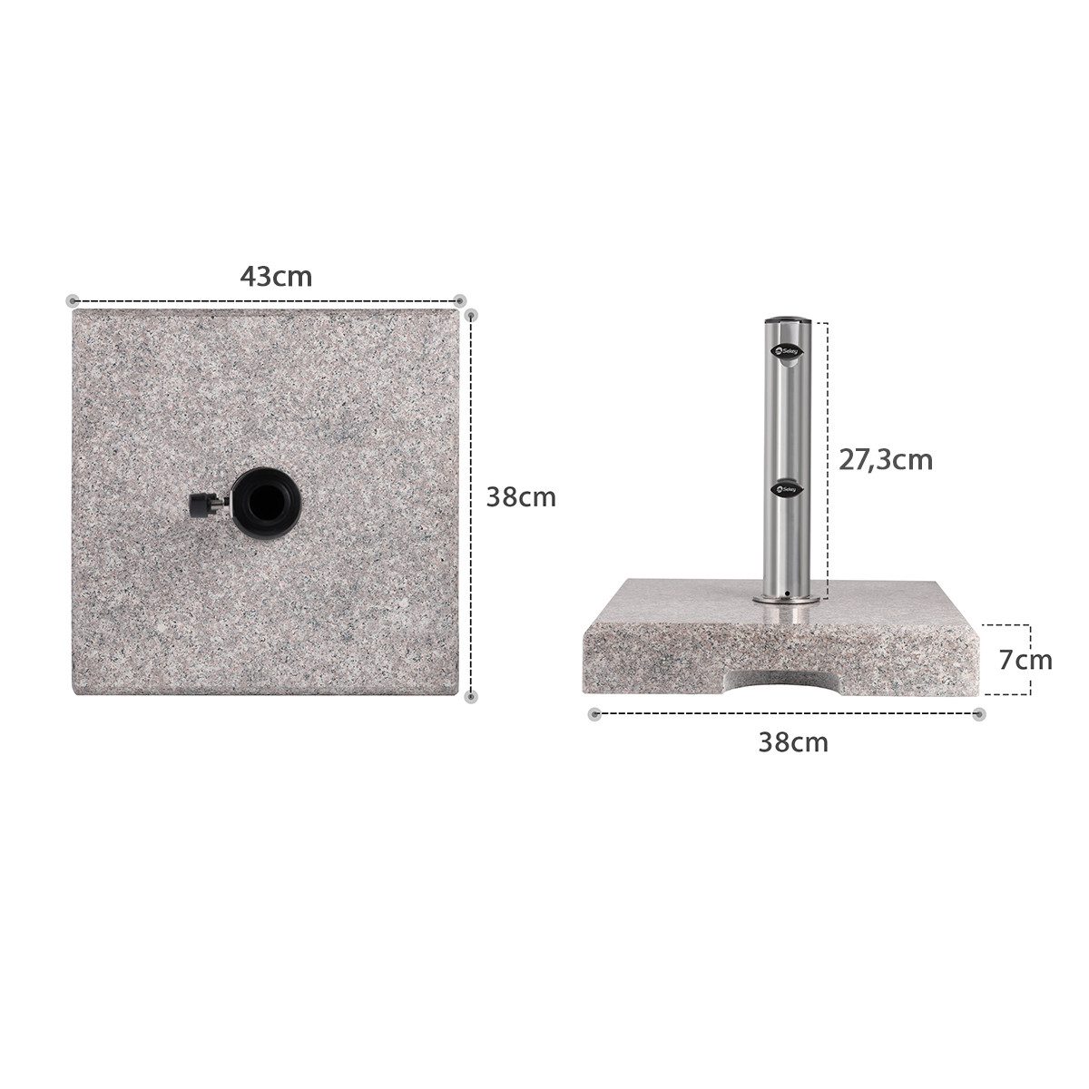 Sekey Betonschirmständer 25/29 kg Sonnenschirmständer Granit, Rechteckig, für Balkon, für Stöcke bis Ø 48 mm
