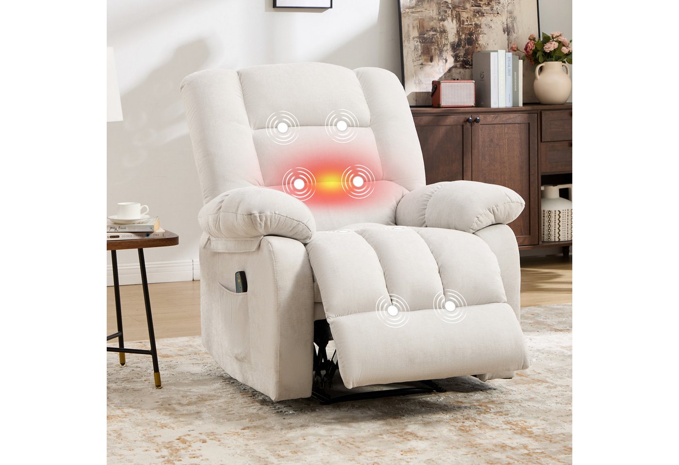CANMOV Relaxsessel verstellbarer Massagesessel mit Liegefunktion und Wärmefunktion
